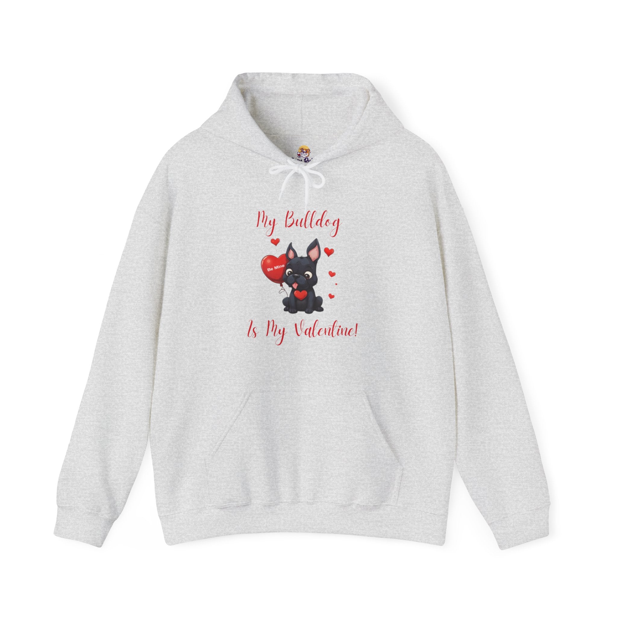 My Bulldog Is My Valentine" - Customizable Bulldog Valentine's Day Hoodie from Tipsy Bully (French/Black)
