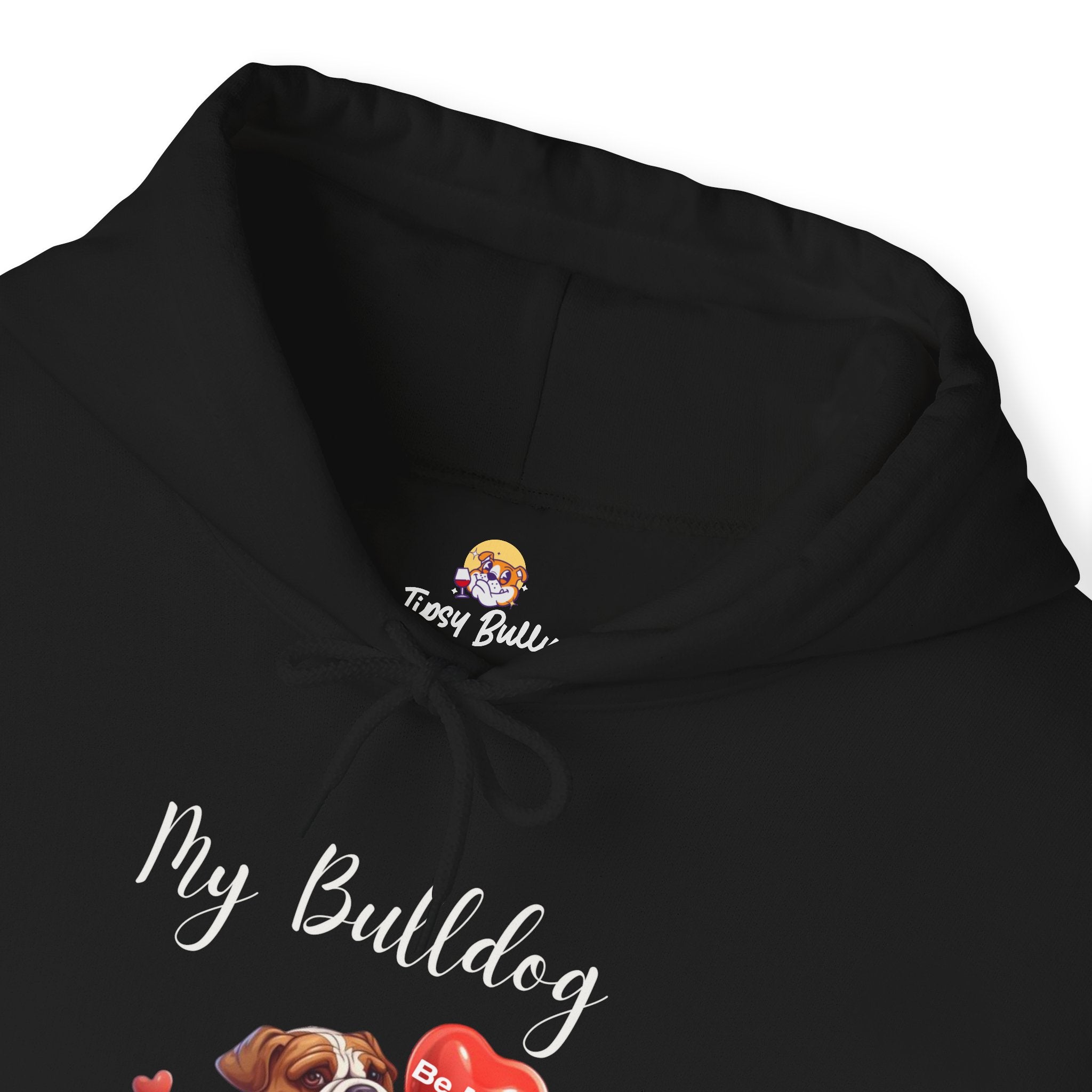 My Bulldog Is My Valentine" - Customizable Bulldog Valentine's Day Hoodie from Tipsy Bully (English/Brown)