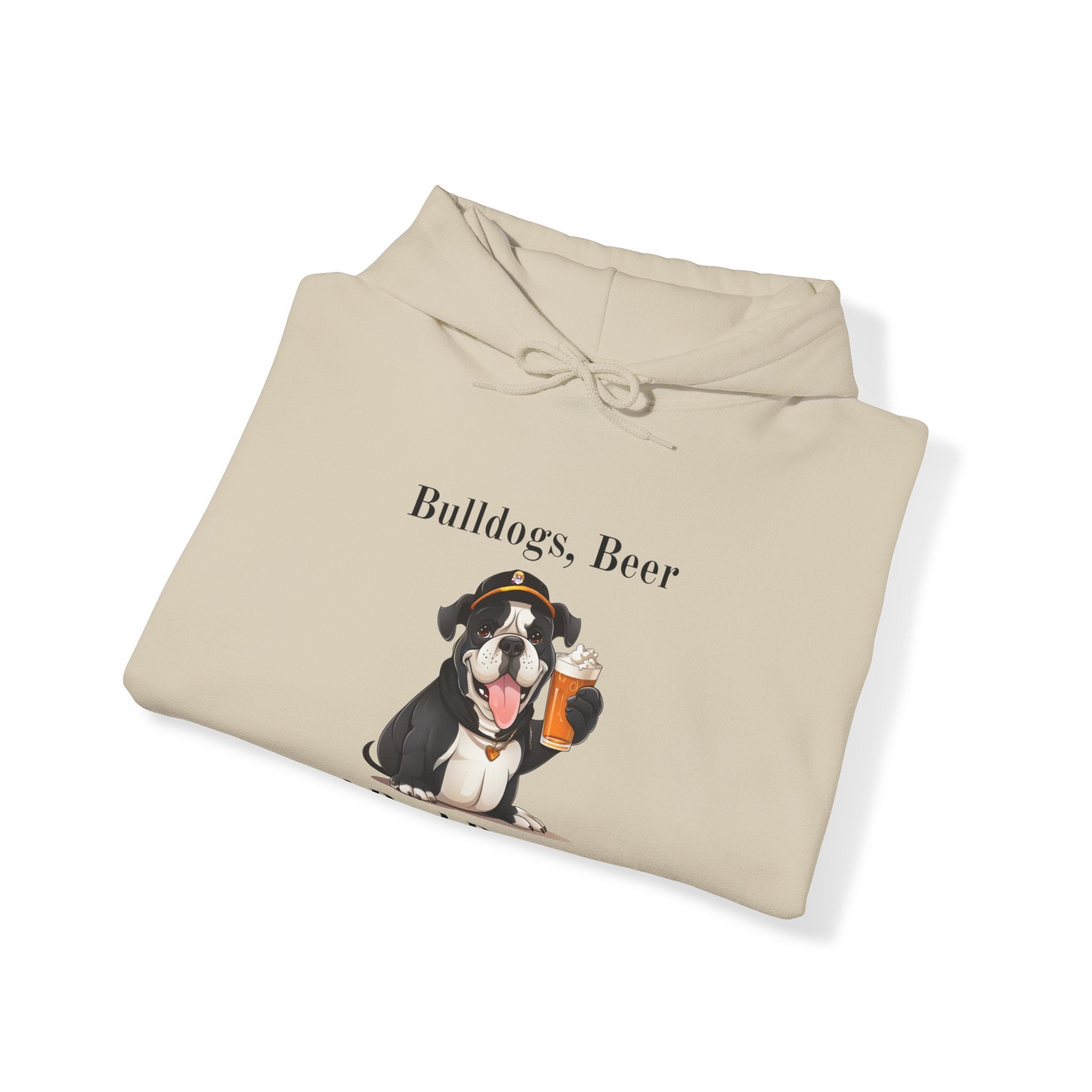 Bulldogs, Beer, and Bad Decisions" Hoodie - Your Go-To Gear for Mischievous Times! (English/Black)