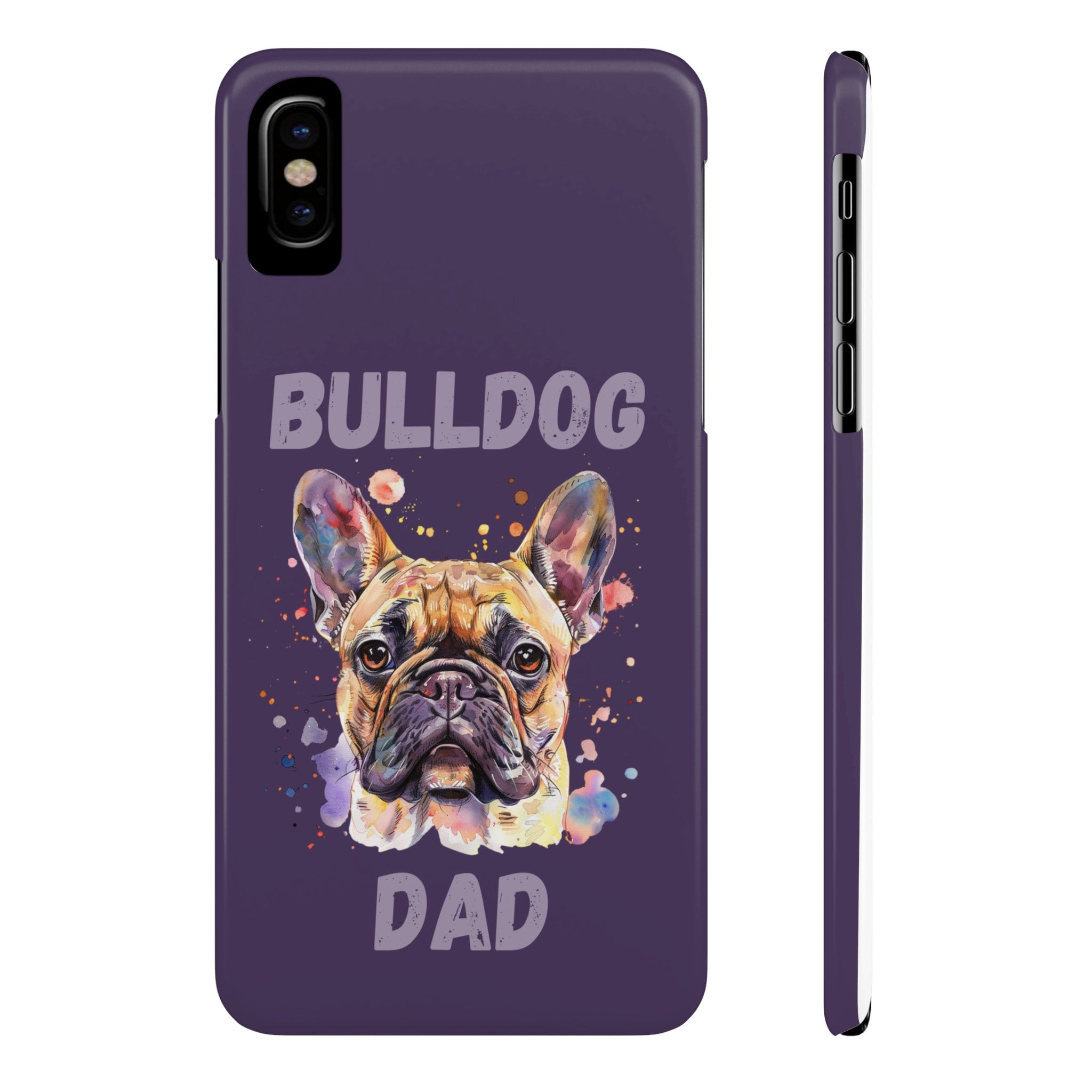 Bulldog Dad iPhone Cases (French/Purple)
