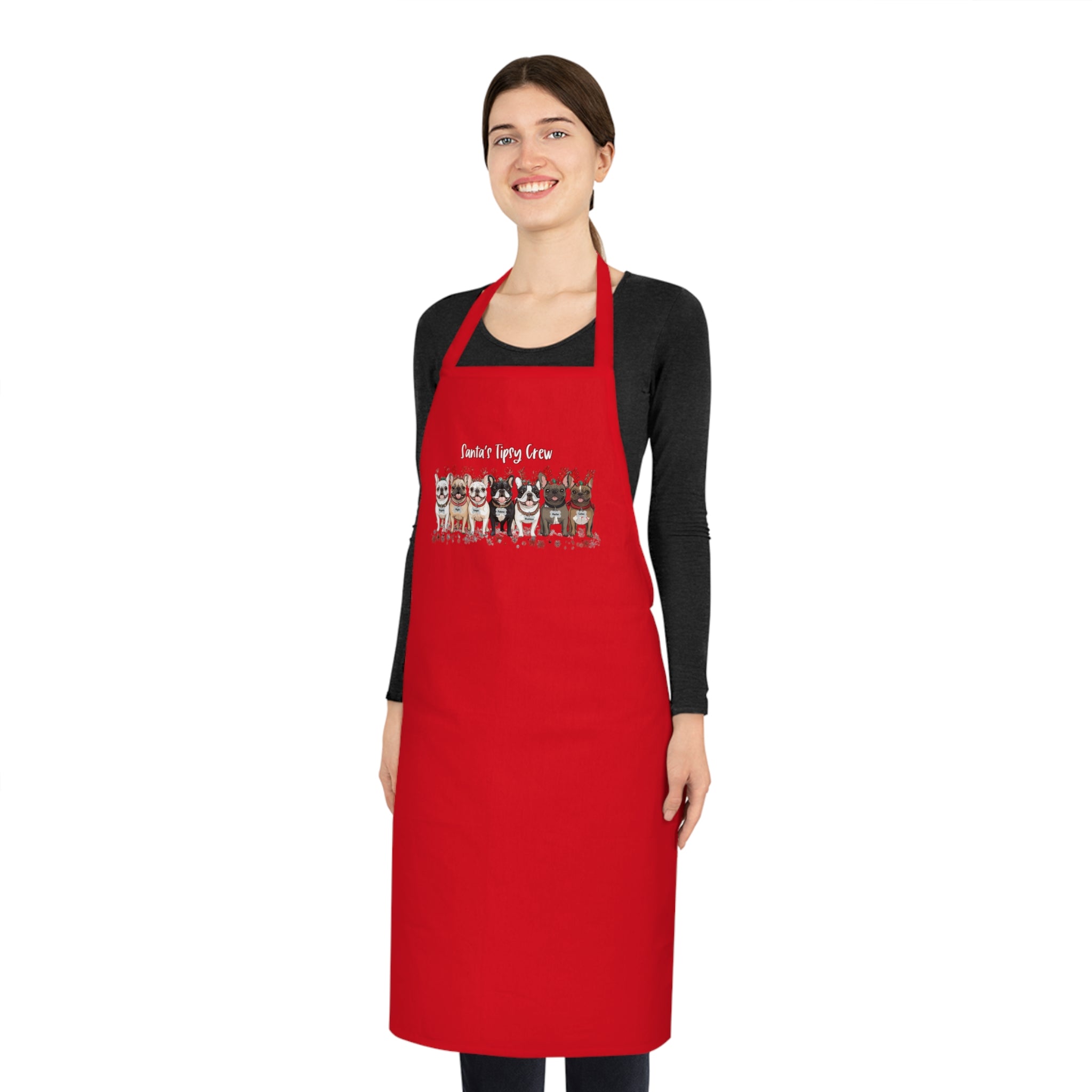 “Santa’s Tipsy Crew” Cotton Apron (French)
