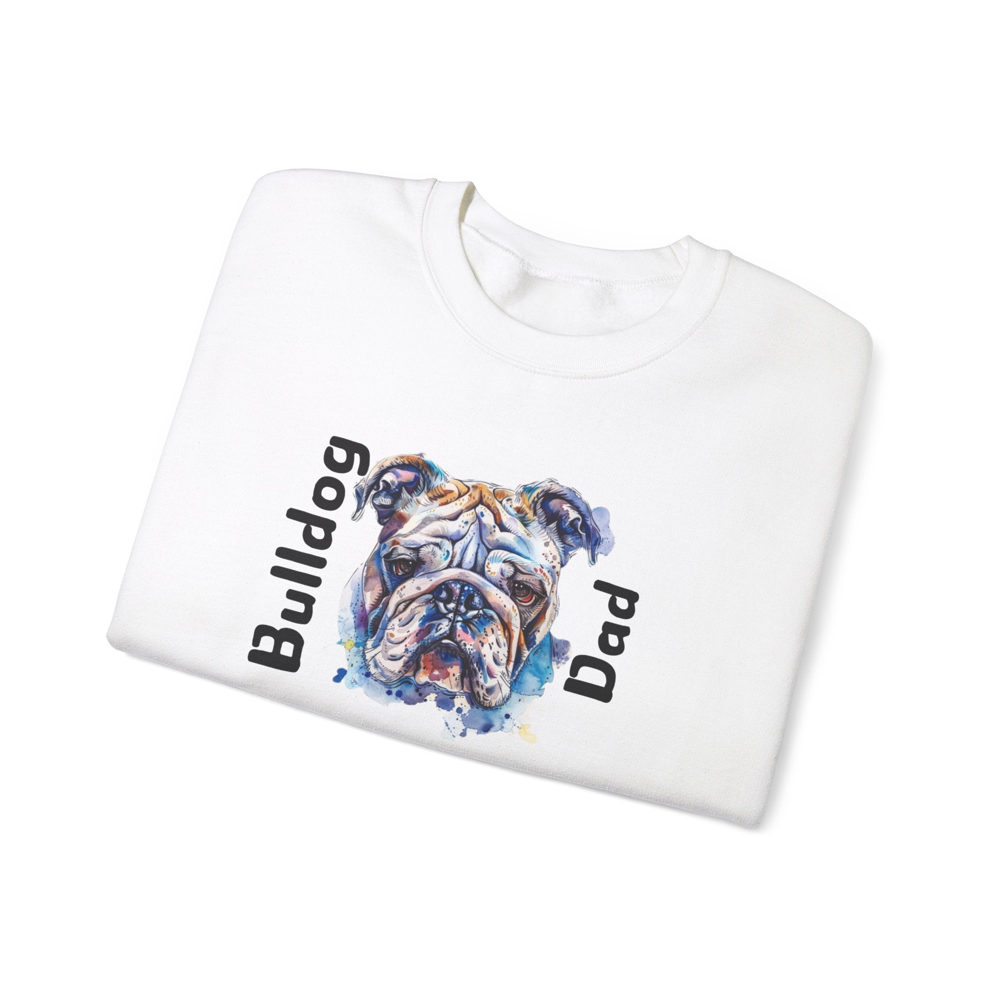 Bulldog Dad crew neck sweatshirt lifestyle photo - English Bulldog mom gift | Tipsy Bully