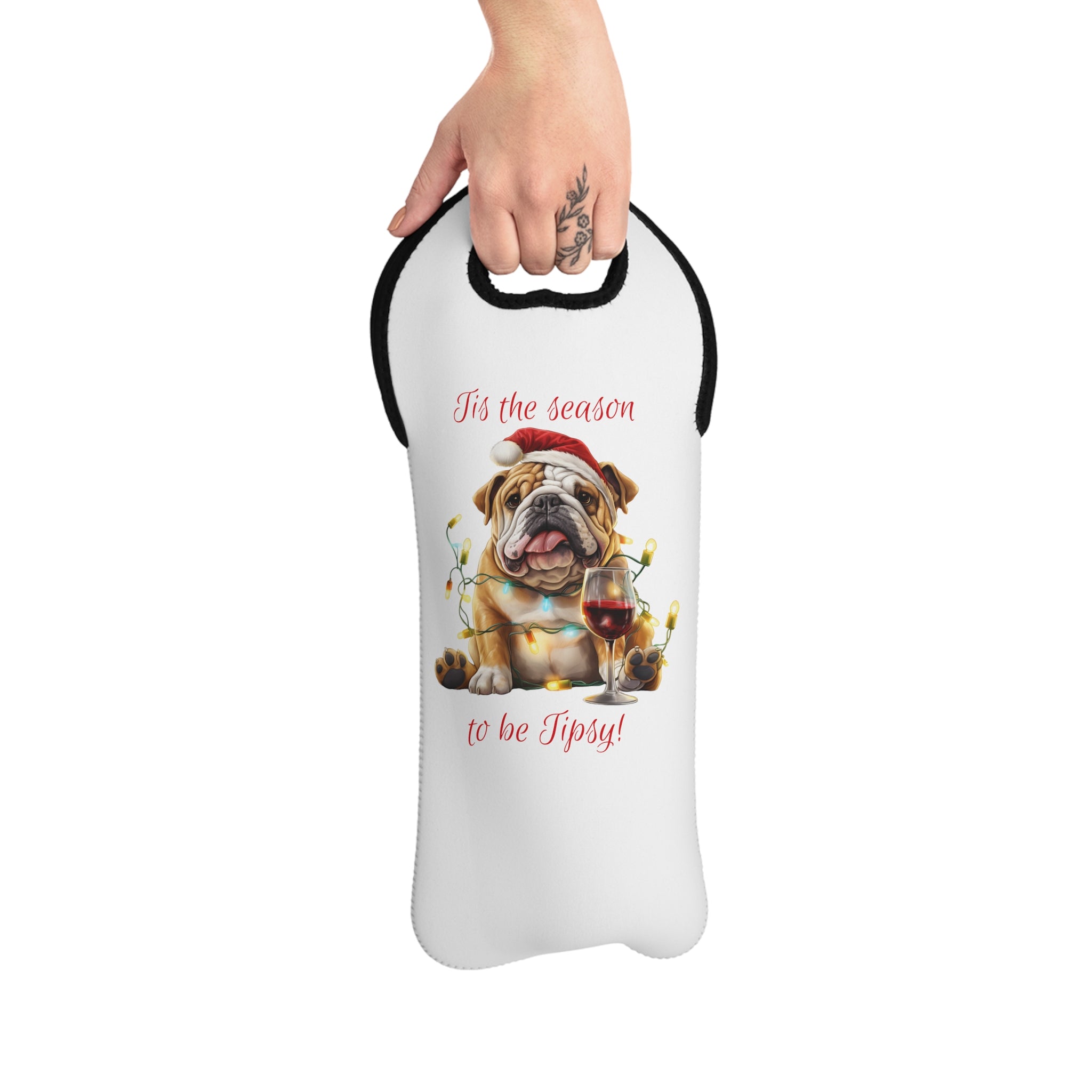 ππ· Tipsy Bully's "Tis the Season to Be Tipsy" Wine Tote π·π Englsih Bulldog