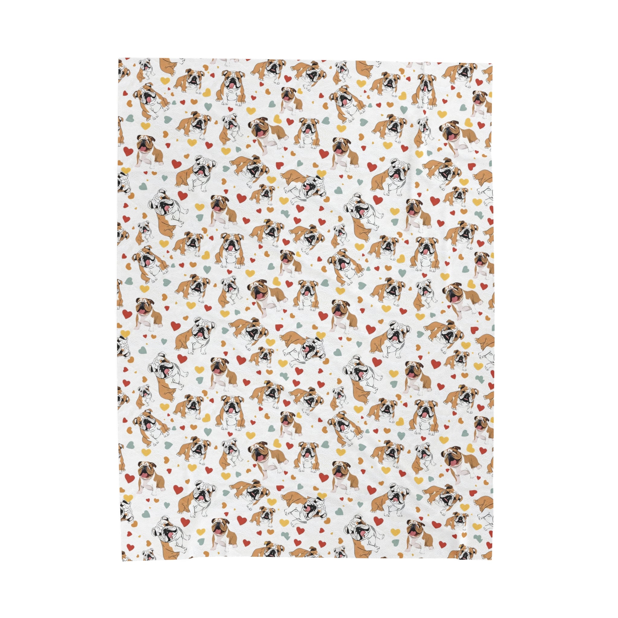 Bulldog Cuddle Haven: All-Over-Print Velveteen Blanket (English)
