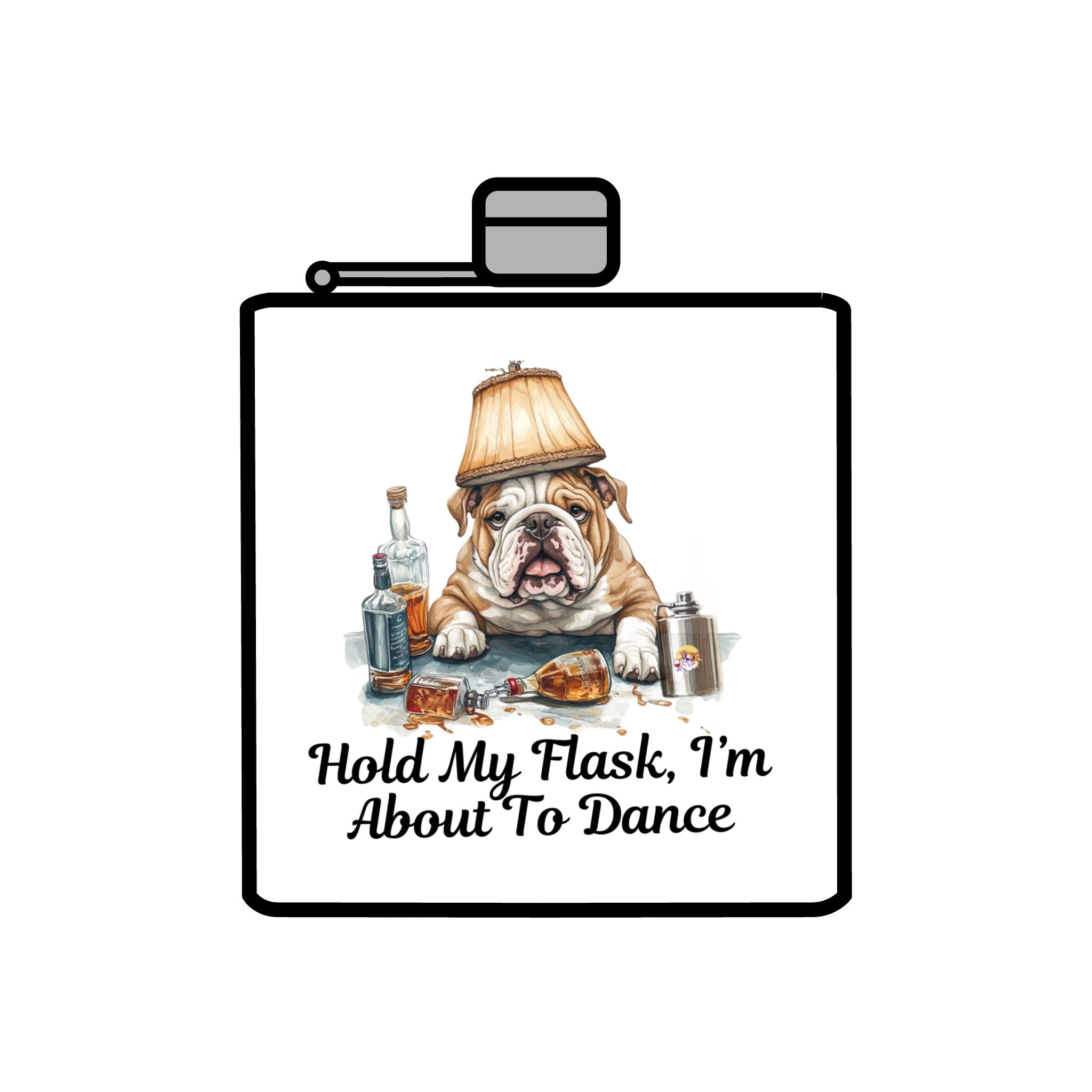 Tipsy Bully Stainless Steel Flask – Bulldog Edition (English/Dance)