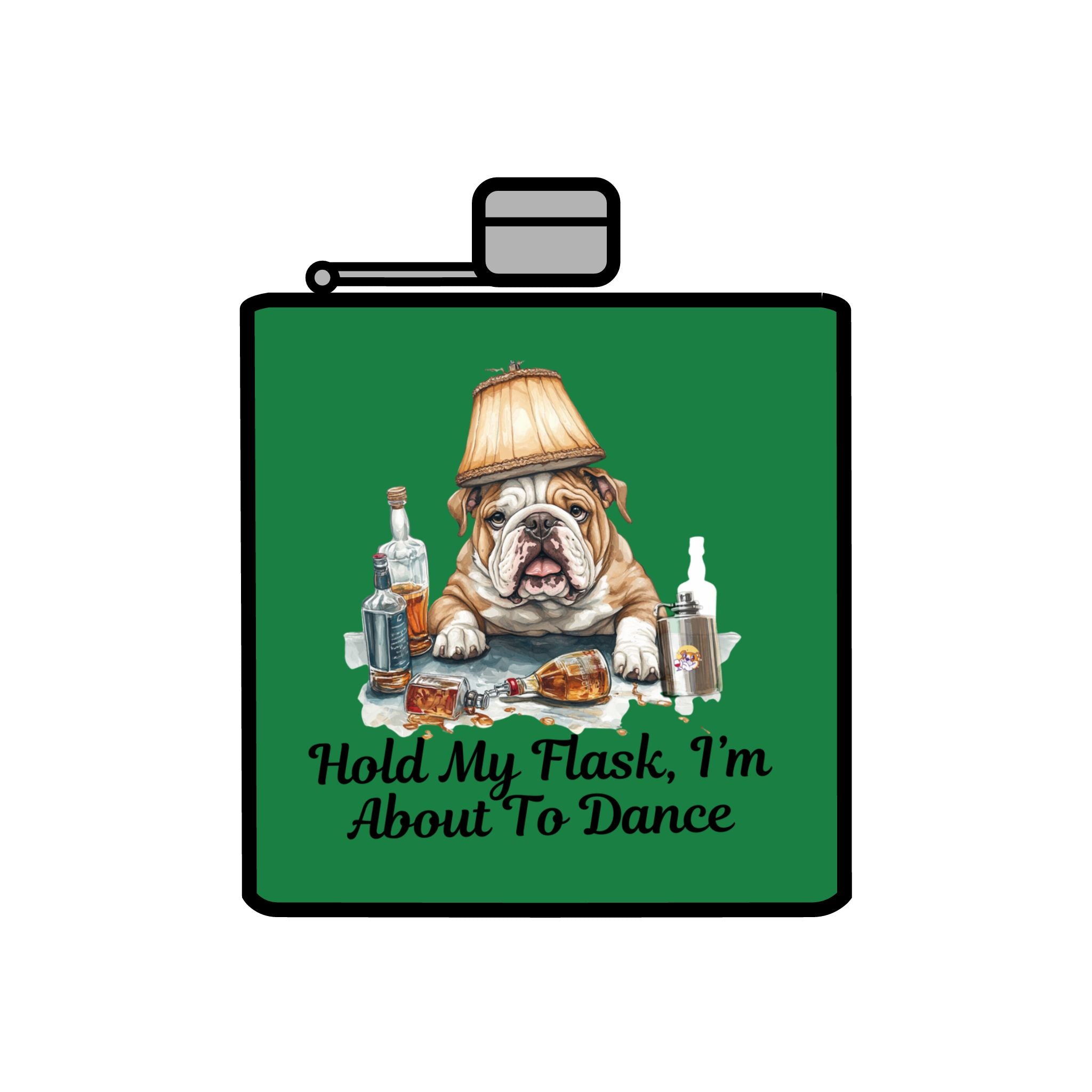 Tipsy Bully Stainless Steel Flask – Bulldog Edition (English/Dance)