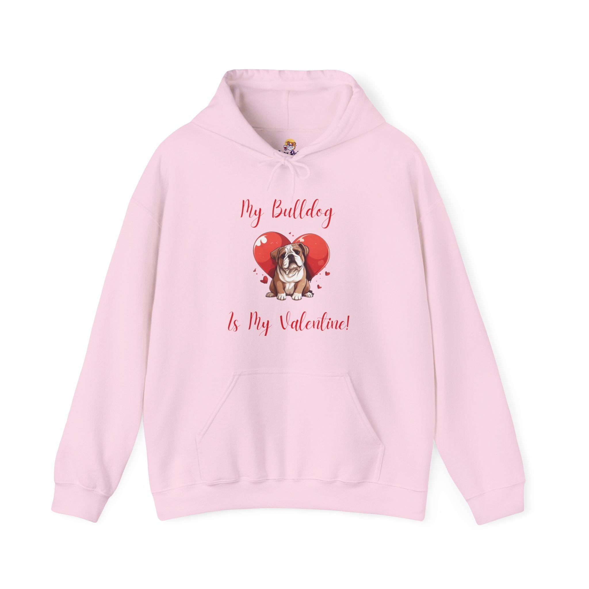My Bulldog Is My Valentine" - Customizable Bulldog Valentine's Day Hoodie from Tipsy Bully (English/Brown)