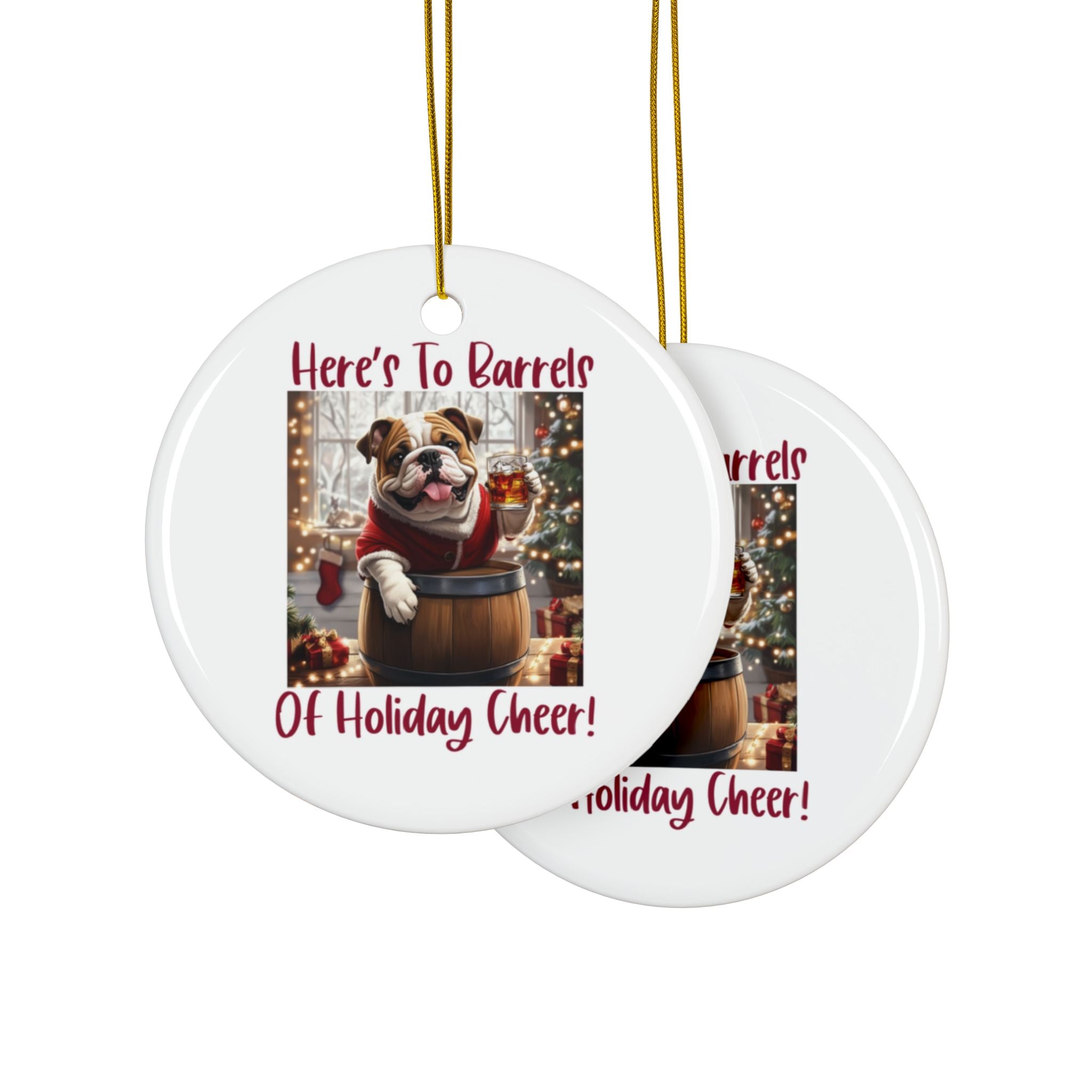 Here's to Barrels of Holiday Cheer Xmas Ornament (1pc, 3pcs, 5pcs, 10pcs/English)