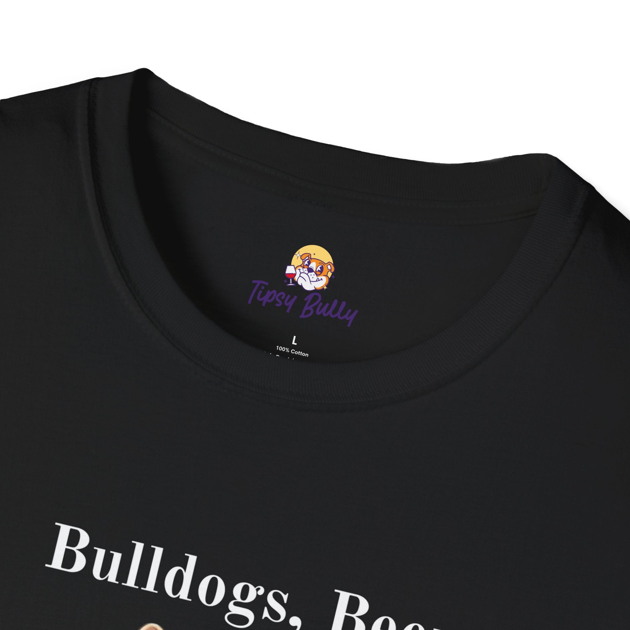 Bulldogs, Beer, and Bad Decisions" Unisex T-Shirt by Tipsy Bully (French/White)