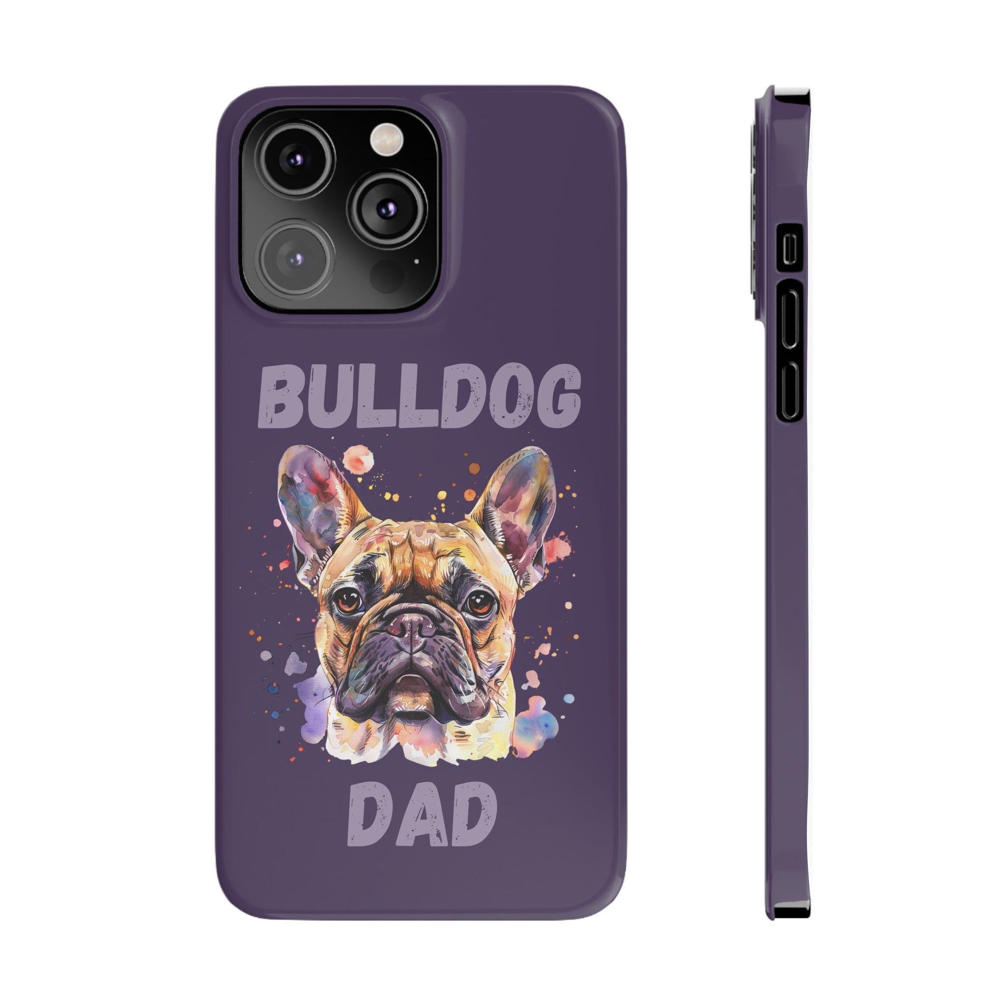 Bulldog Dad iPhone Cases (French/Purple)