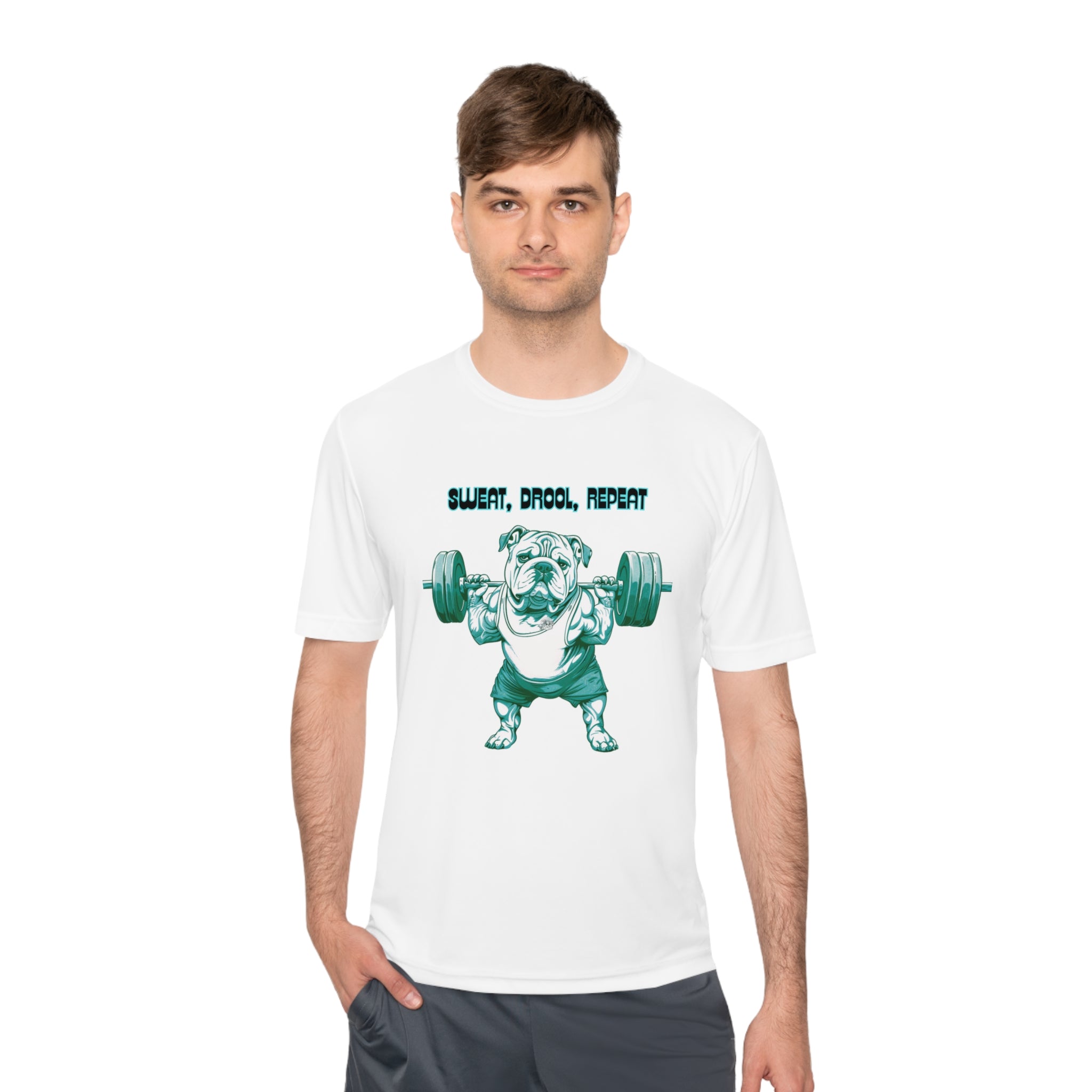 Tipsy Bullly Ripped Bulldog Unisex Moisture Wicking Performance T-Shirt (English/Green)