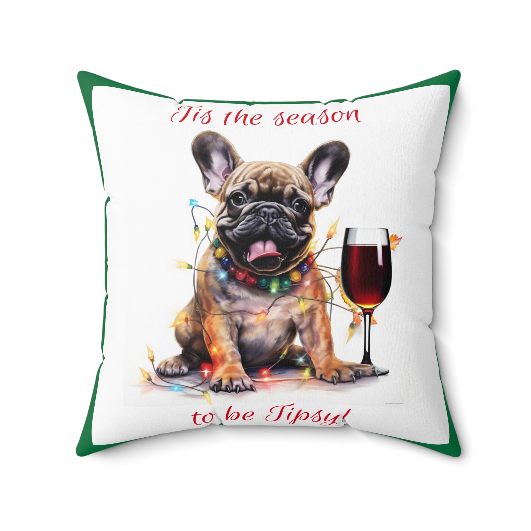 Tipsy Bully Holiday Pillow (Brown French-Tis the Season-Green)