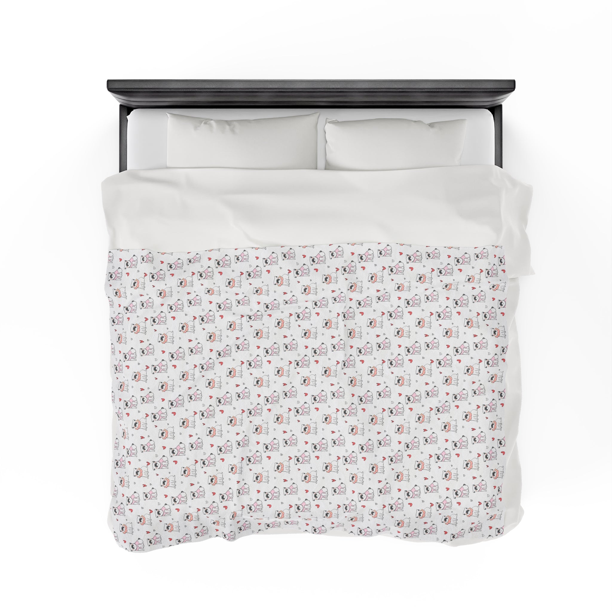 Bulldog Cuddle Haven: All-Over-Print Velveteen Blanket (English)