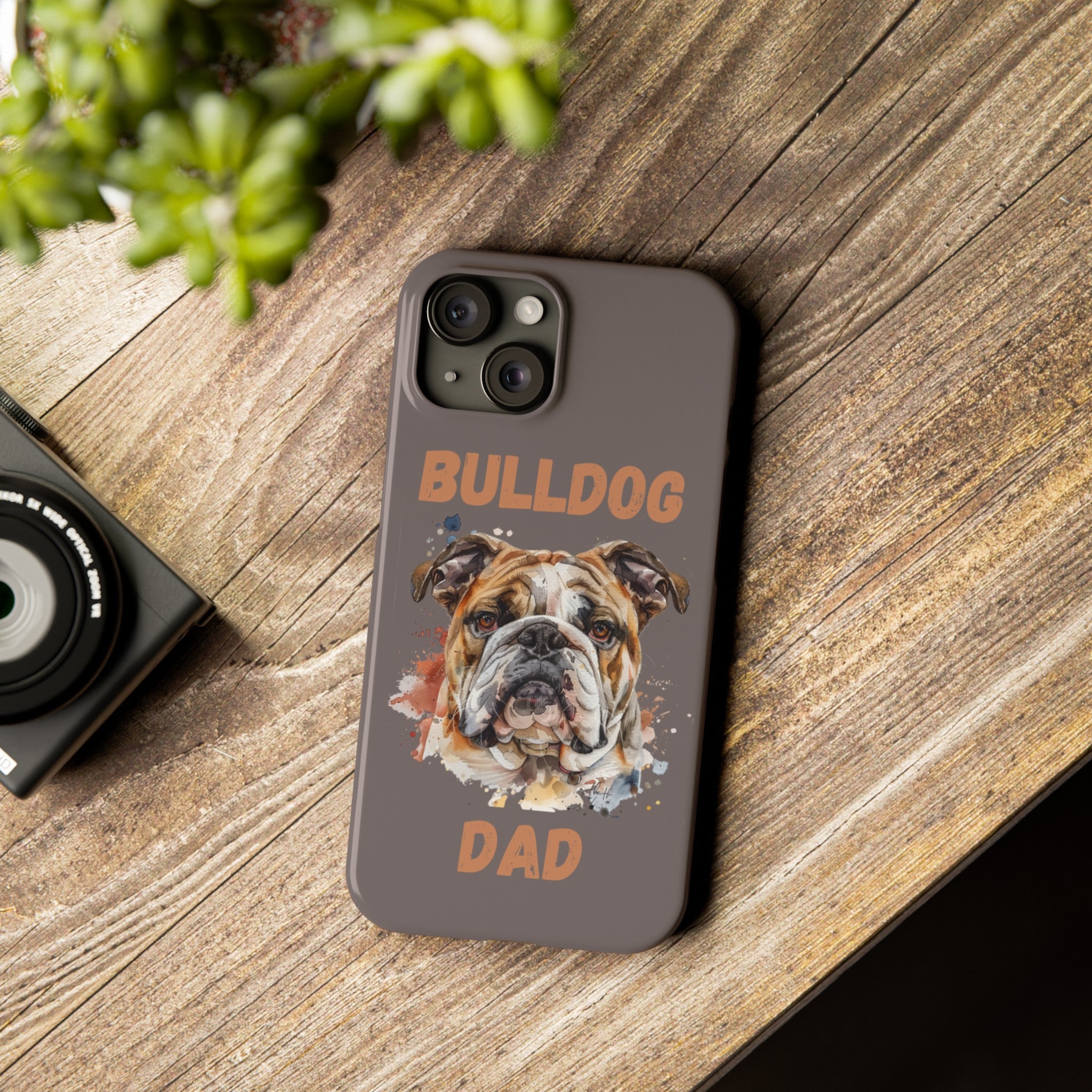 Bulldog Dad iPhone Cases (English/Watercolor)