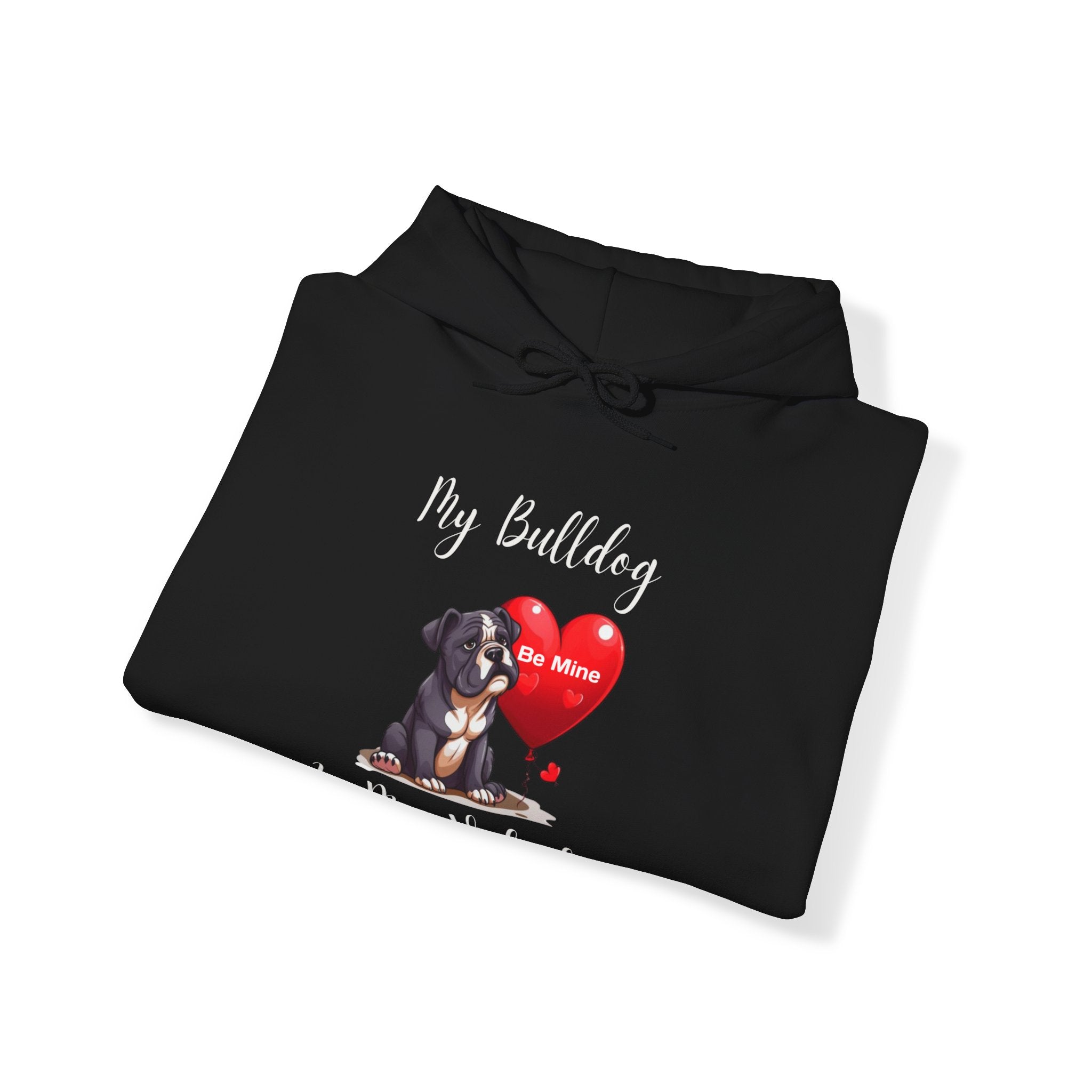 My Bulldog Is My Valentine- Customizable Bulldog Valentine's Day Hoodie from Tipsy Bully (English/Black)