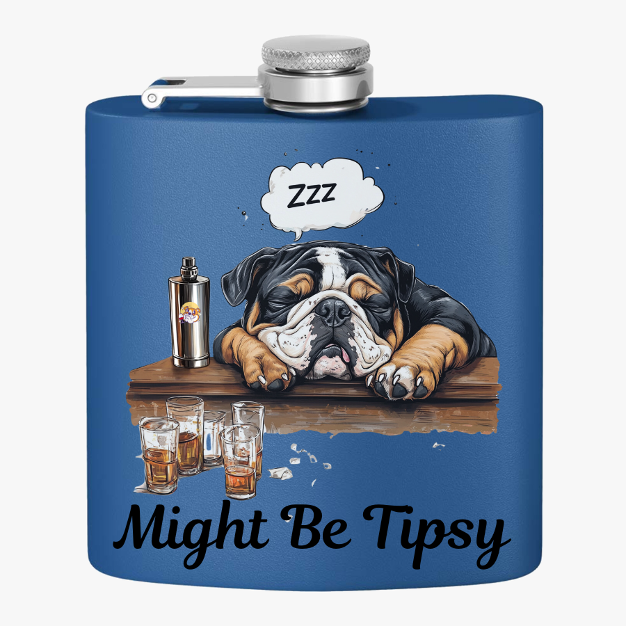 Tipsy Bully Stainless Steel Flask – Bulldog Edition (English/Might Be Tipsy)