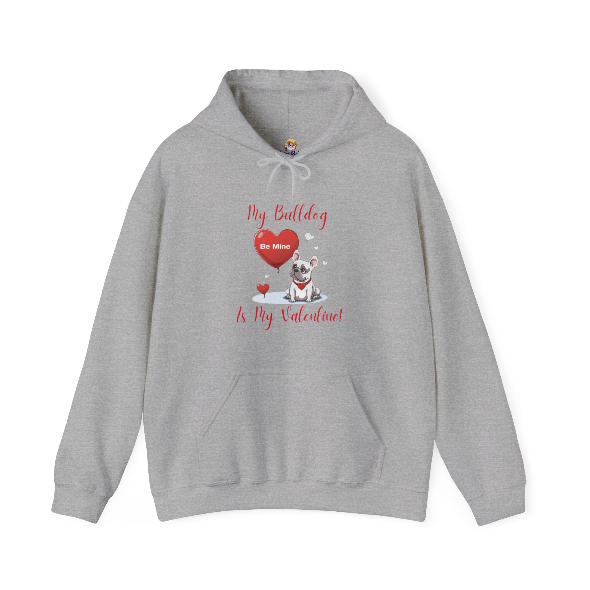 My Bulldog Is My Valentine" - Customizable Bulldog Valentine's Day Hoodie from Tipsy Bully (French/White)