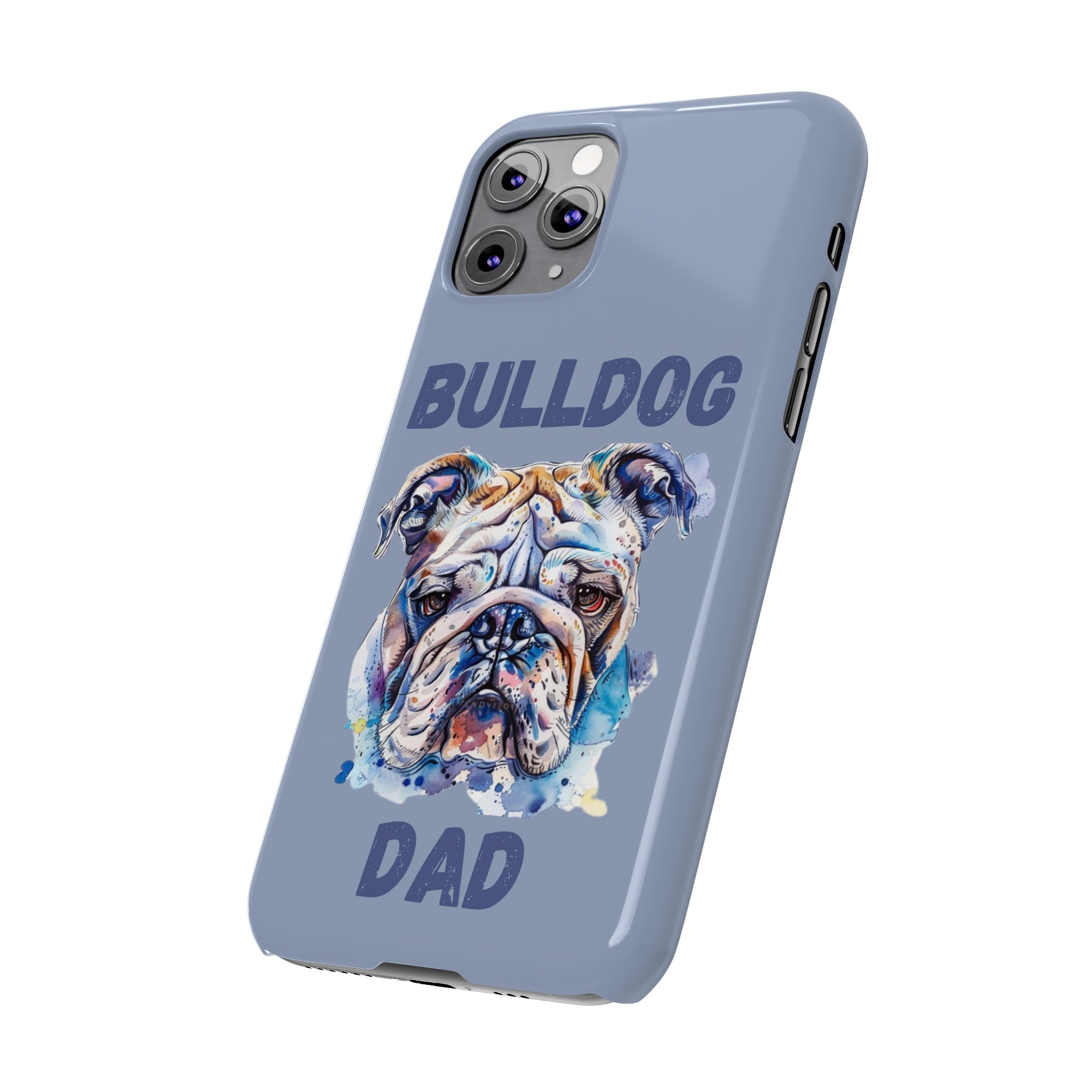 Bulldog Dad iPhone Cases (English/Watercolor)