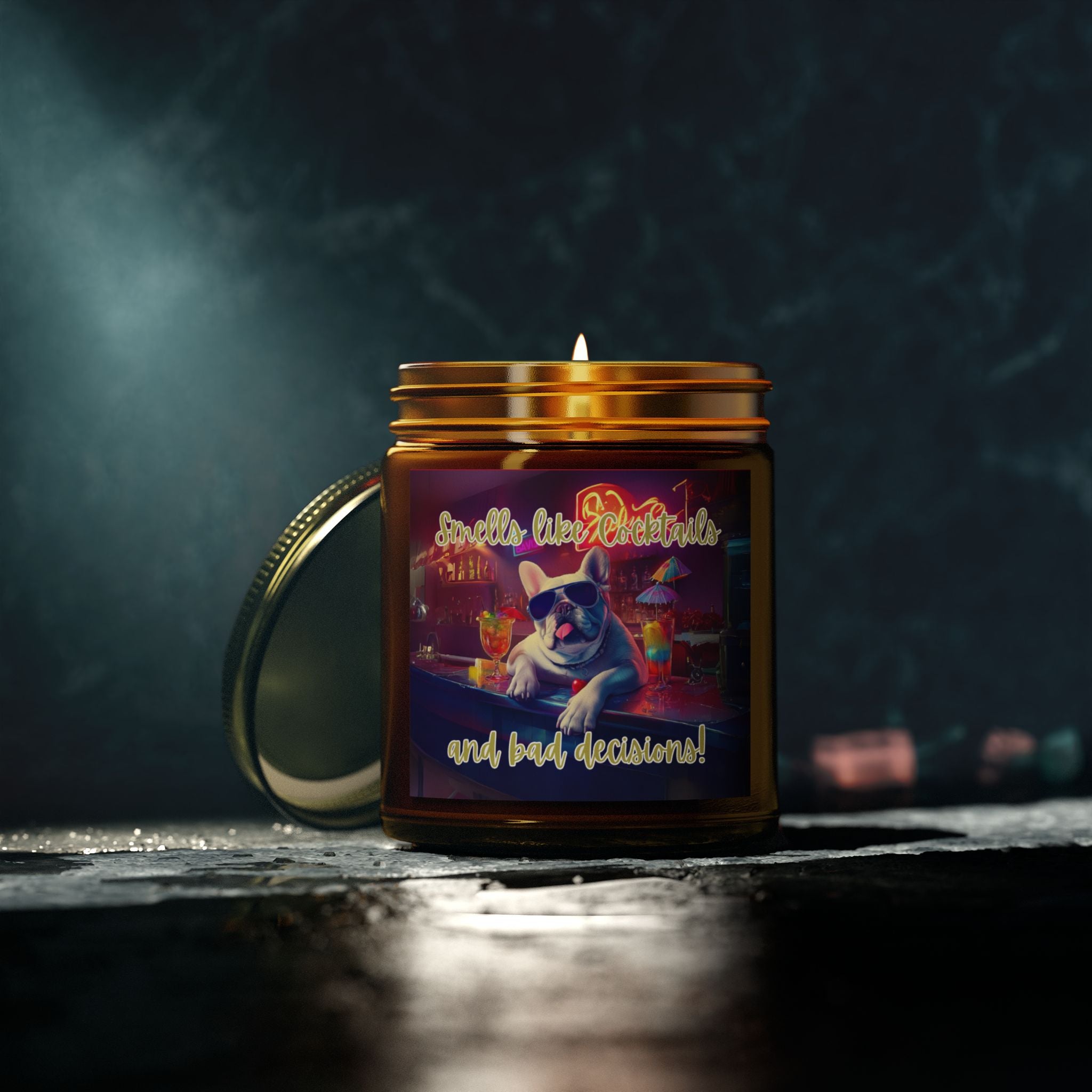 Tipsy Bully Scented Candle packaging - French Bulldog mom home decor | Tipsy Bully