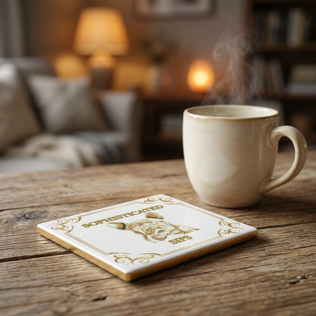 Sophisticated Sips Ceramic Coaster (French)