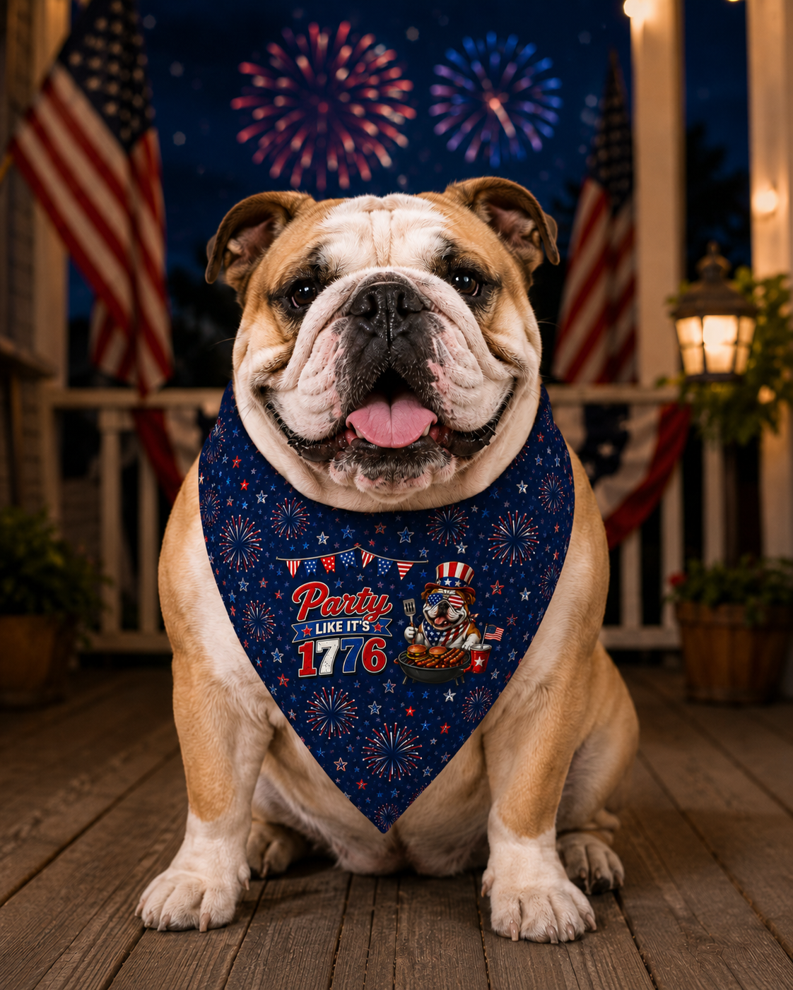Party Like it's 1776 4th of July Dog Bandana (English)