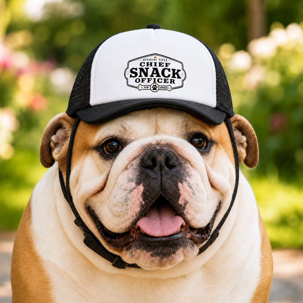 "Chief Snack Officer" Bulldog Trucker Hat (English/French)