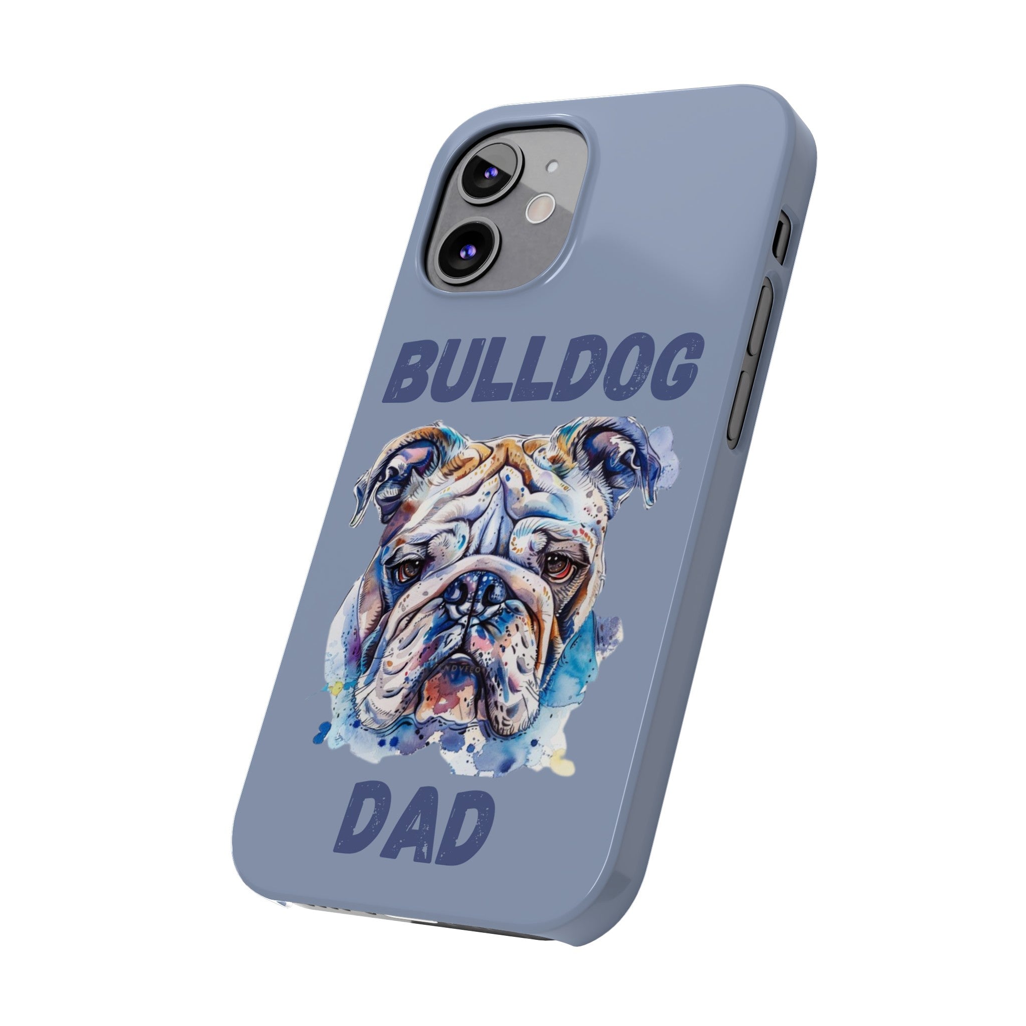 Bulldog Dad iPhone Cases (English/Watercolor)