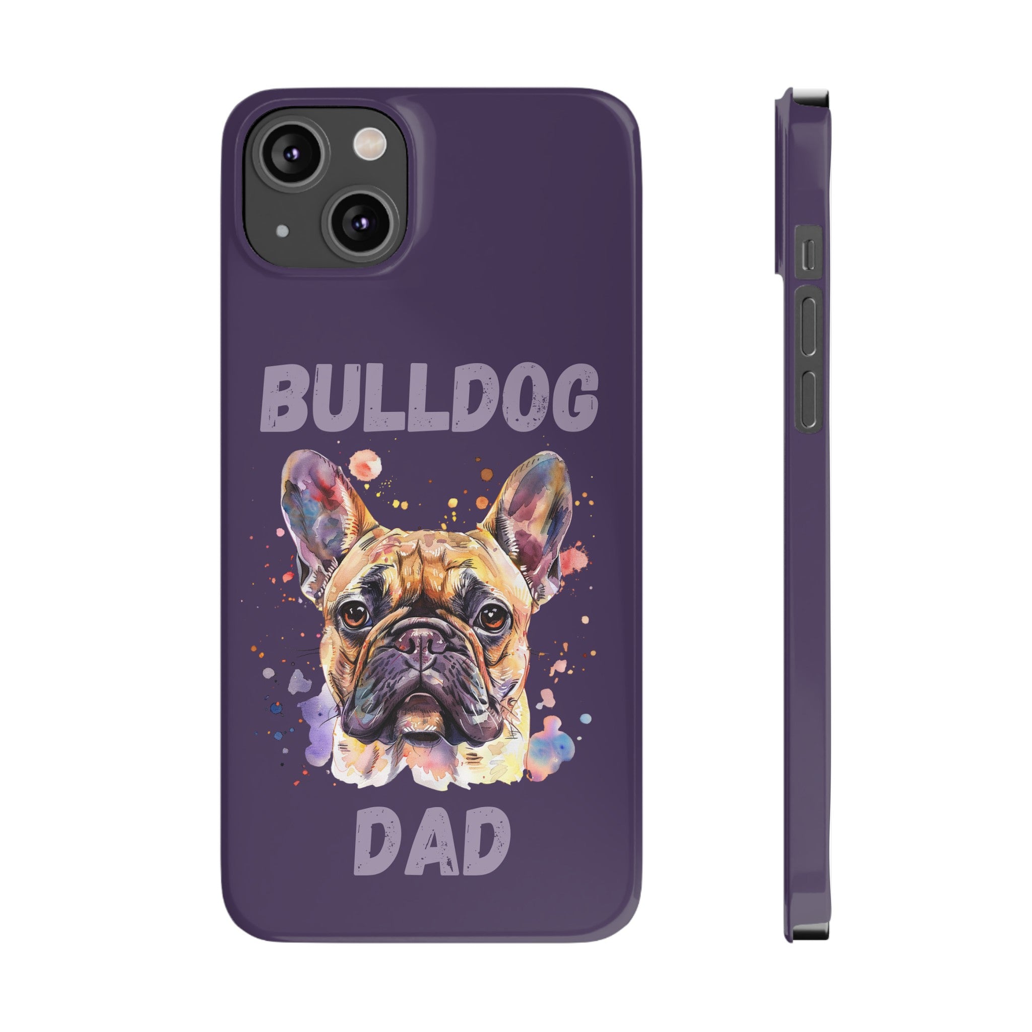 Bulldog Dad iPhone Cases (French/Purple)
