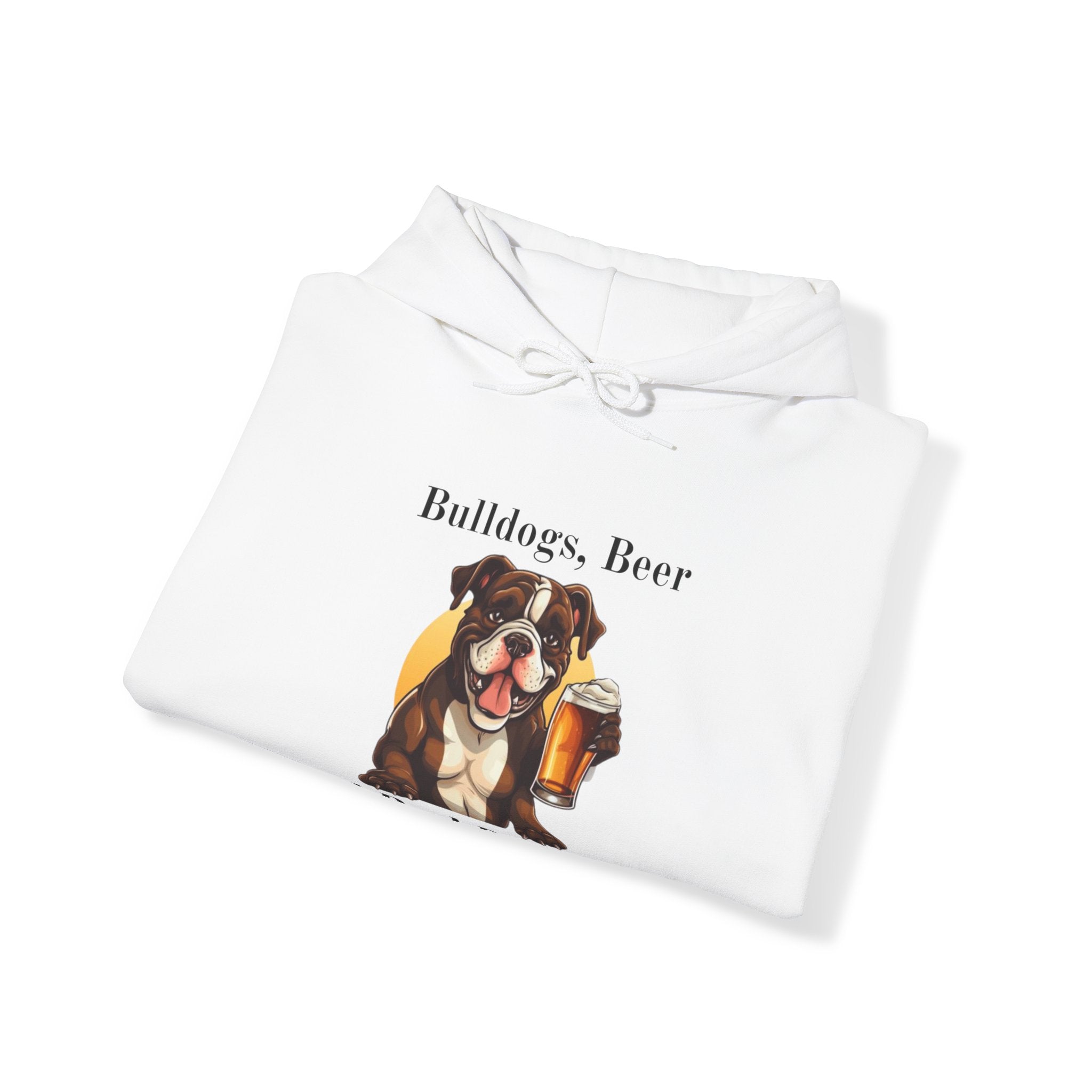 Bulldogs, Beer, and Bad Decisions" Hoodie - Your Go-To Gear for Mischievous Times! (American/Brown)