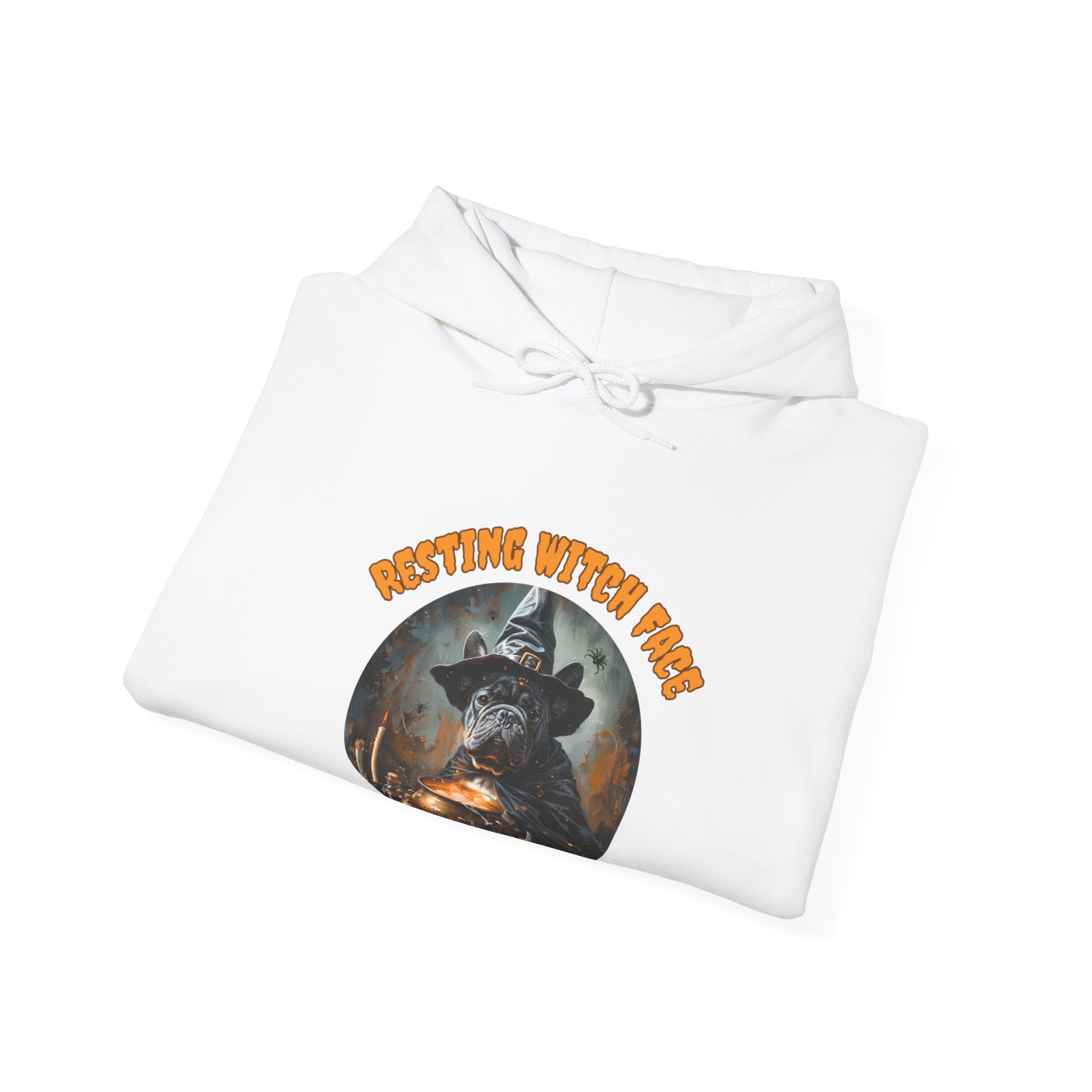 "Resting Witch Face" Halloween Bulldog Hoodie (Black/French)