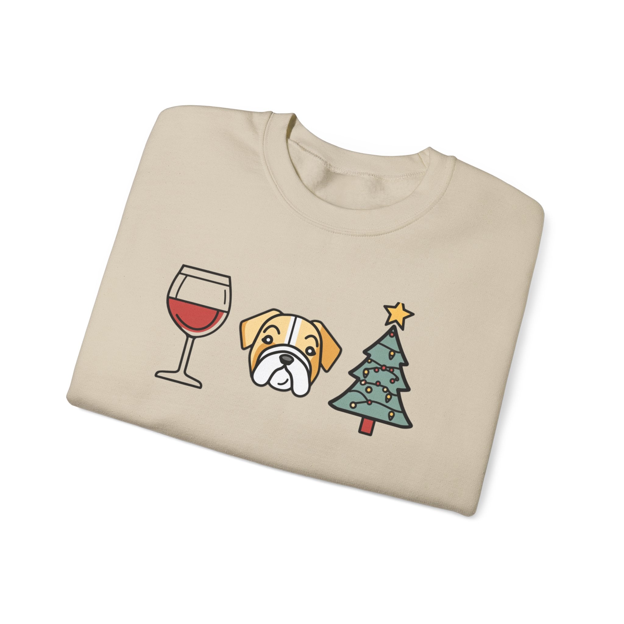 "Santa Paws & Merlot Cheer" Christmas Crewneck Sweatshirt - Unisex (English)