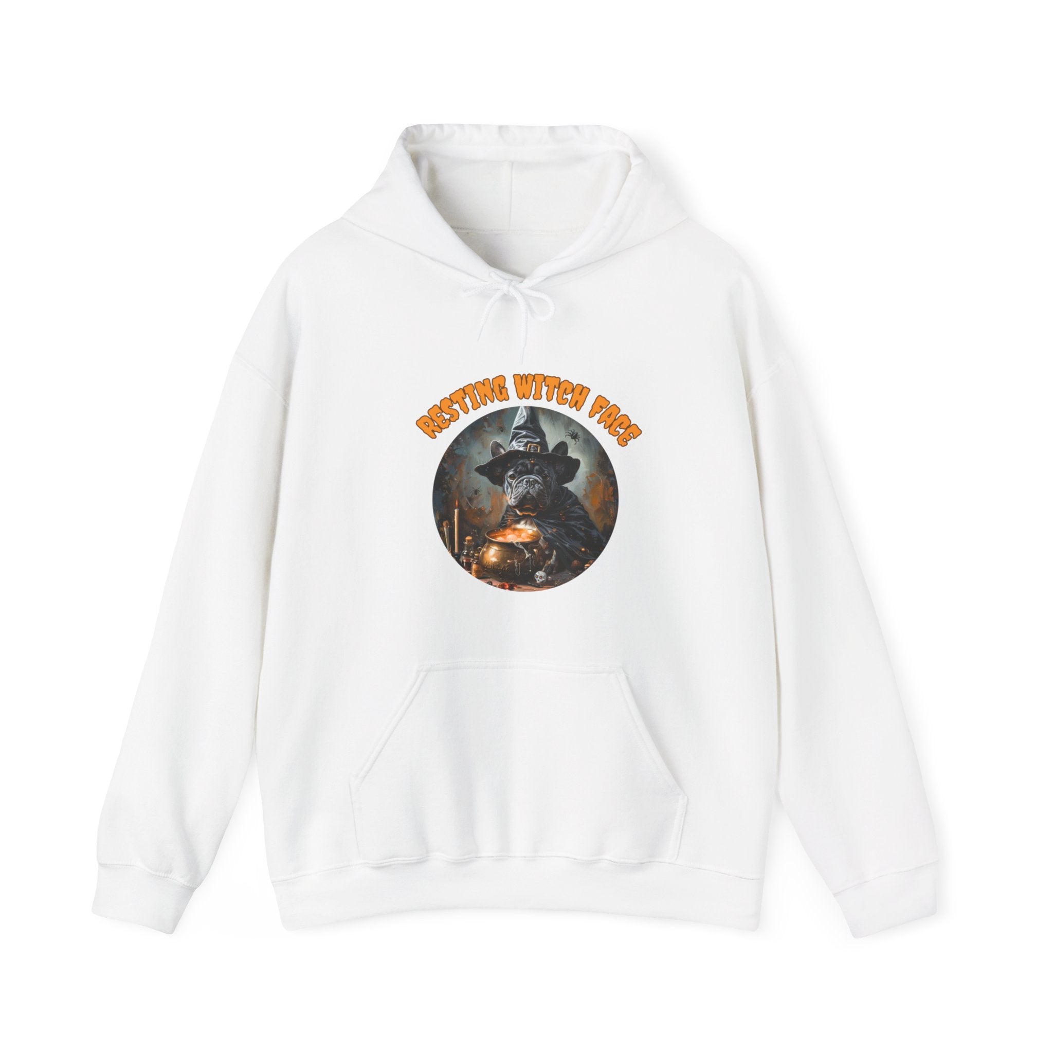 "Resting Witch Face" Halloween Bulldog Hoodie (Black/French)