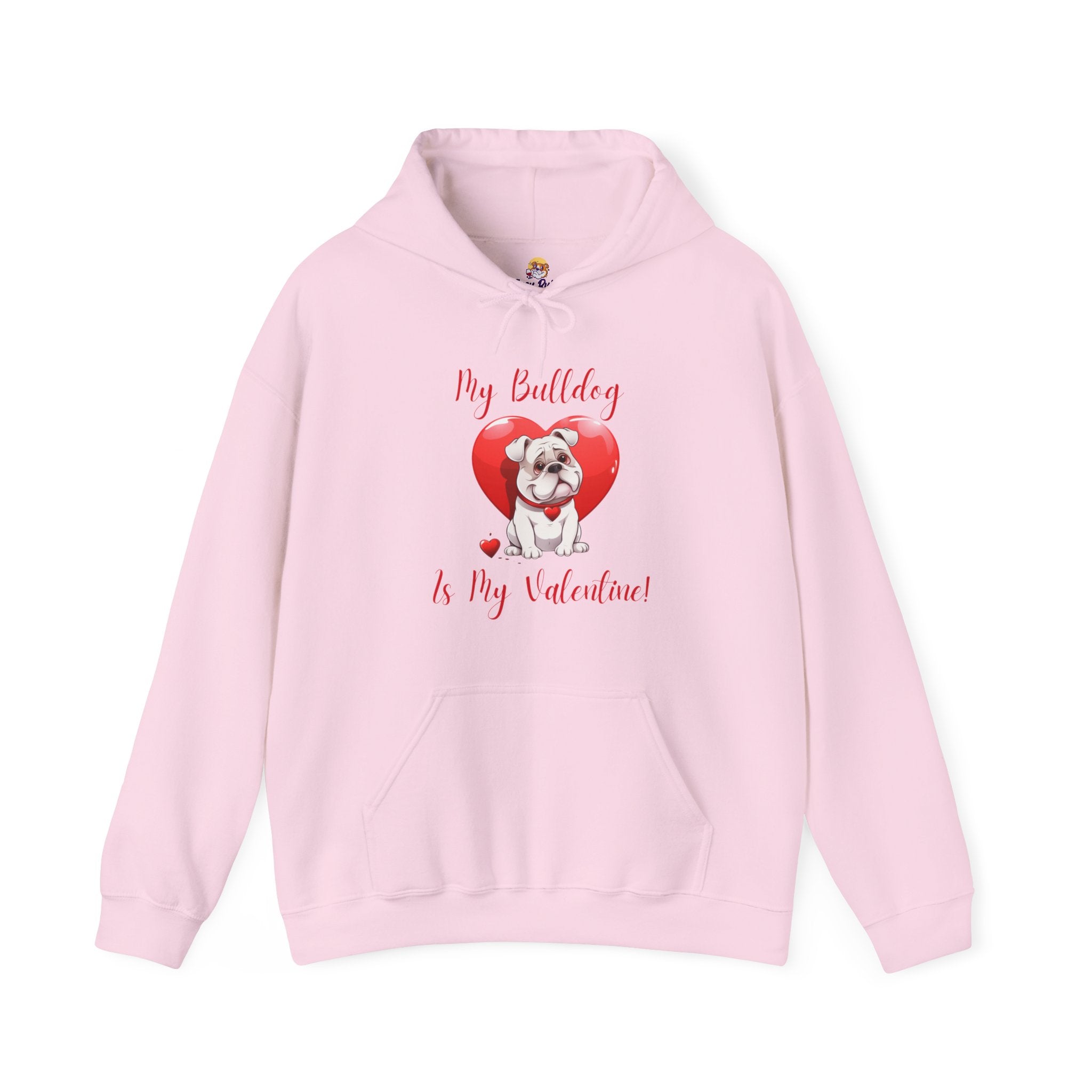 My Bulldog Is My Valentine - Customizable Bulldog Valentine's Day Hoodie from Tipsy Bully (English/White)