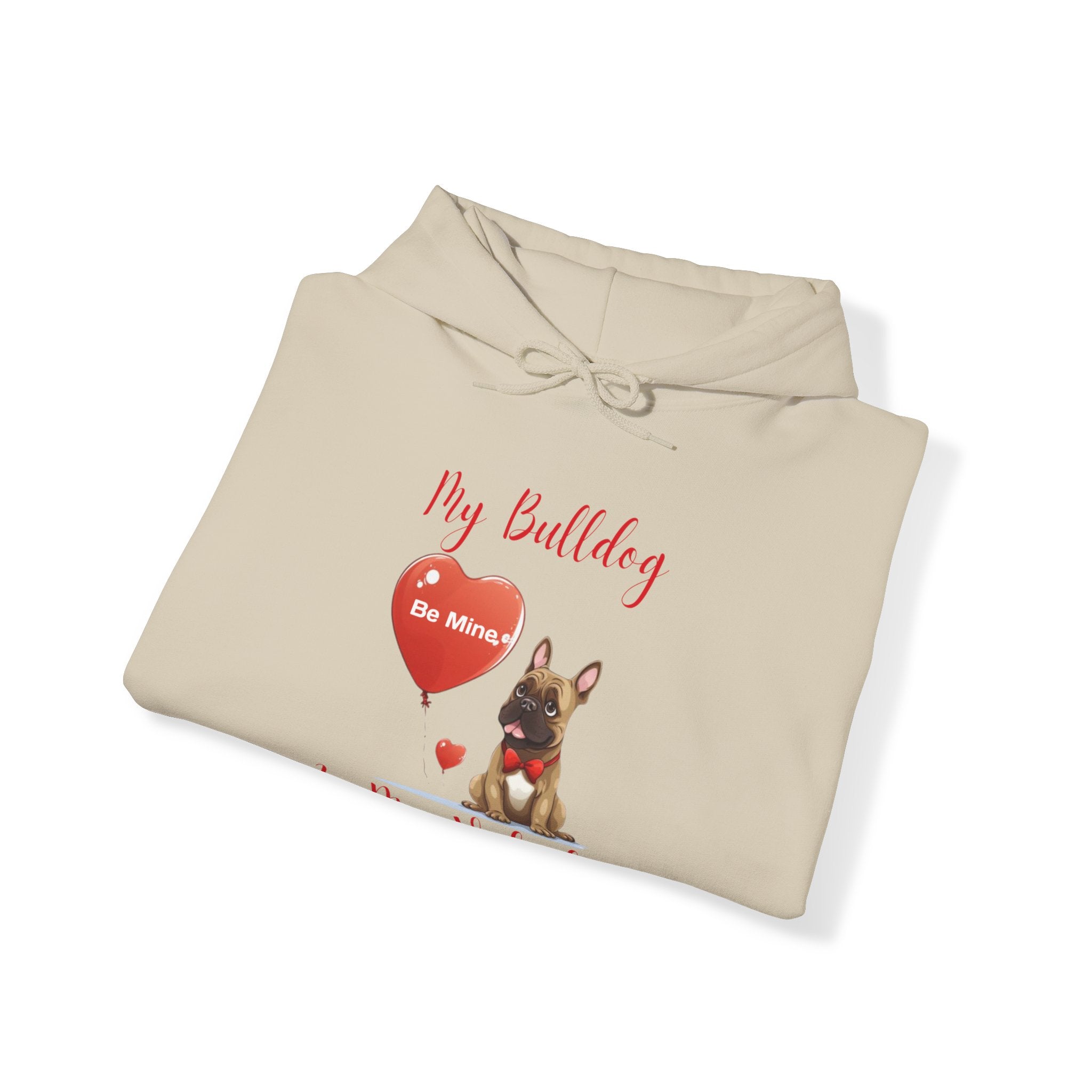 My Bulldog Is My Valentine" - Customizable Bulldog Valentine's Day Hoodie from Tipsy Bully (French/Brown)