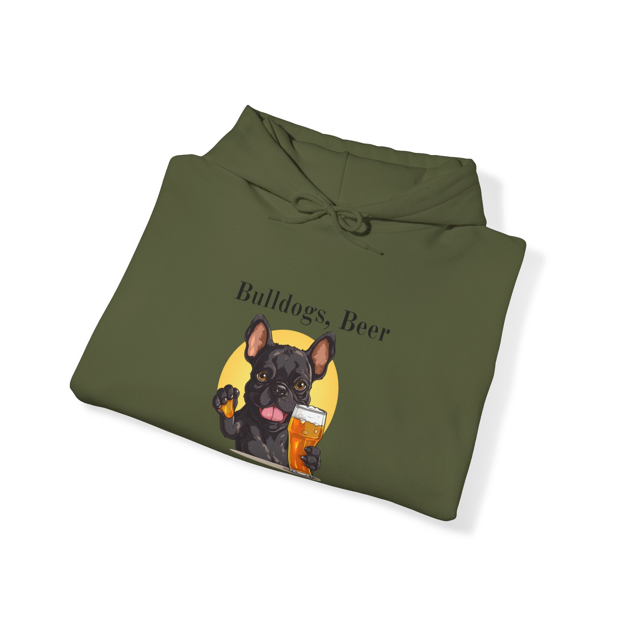 Bulldogs, Beer, and Bad Decisions" Hoodie - Your Go-To Gear for Mischievous Times! (French/Black)