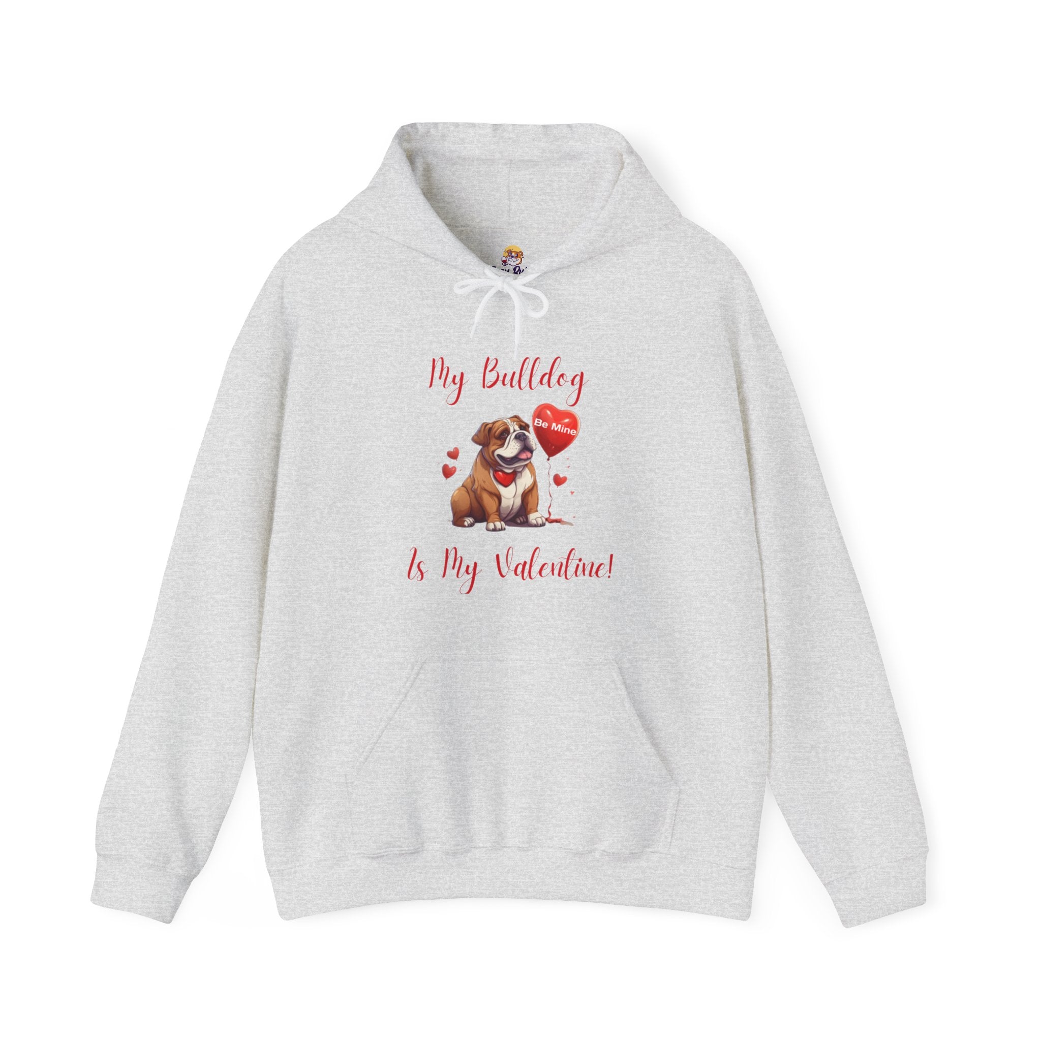 My Bulldog Is My Valentine" - Customizable Bulldog Valentine's Day Hoodie from Tipsy Bully (English/Brown)