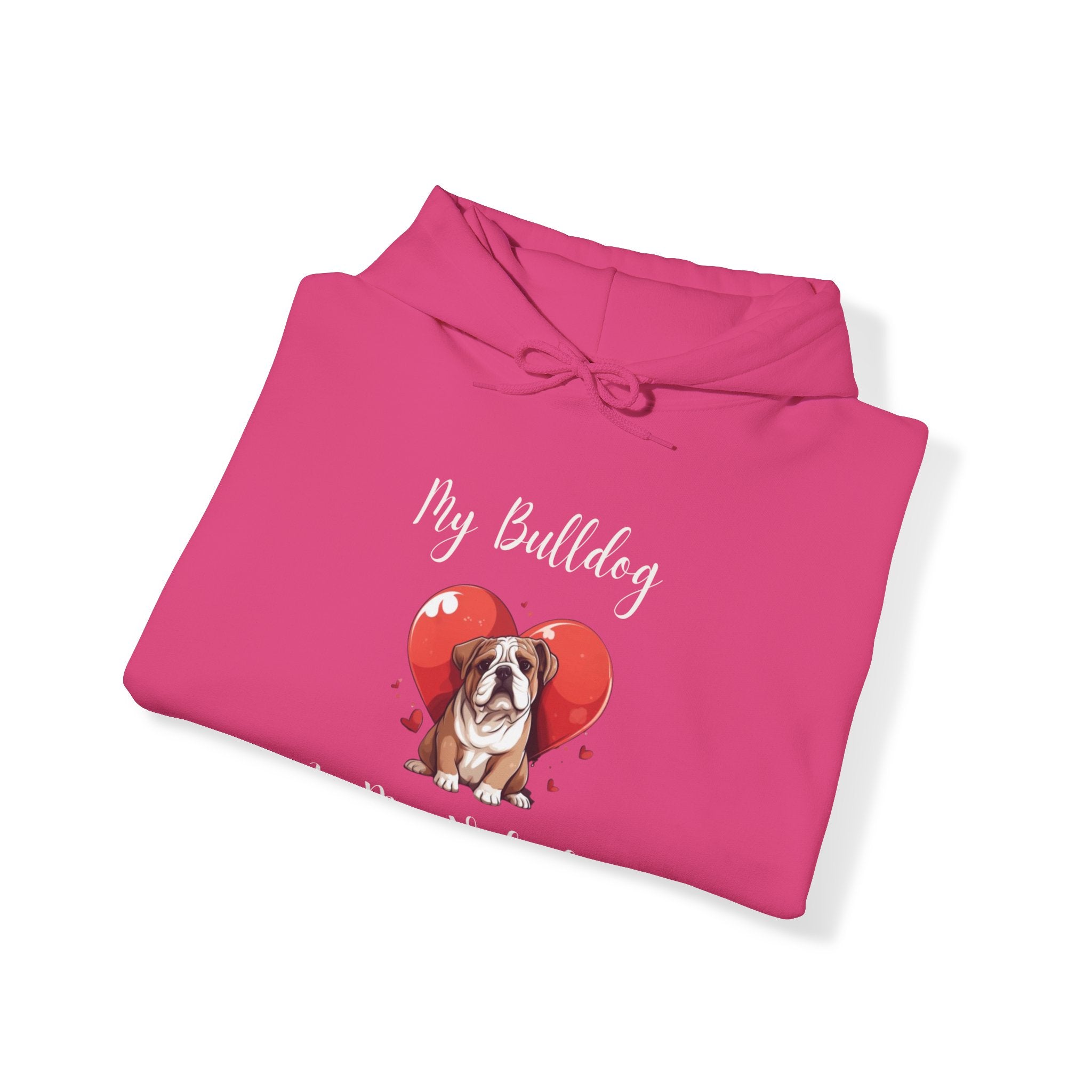 My Bulldog Is My Valentine" - Customizable Bulldog Valentine's Day Hoodie from Tipsy Bully (English/Brown)
