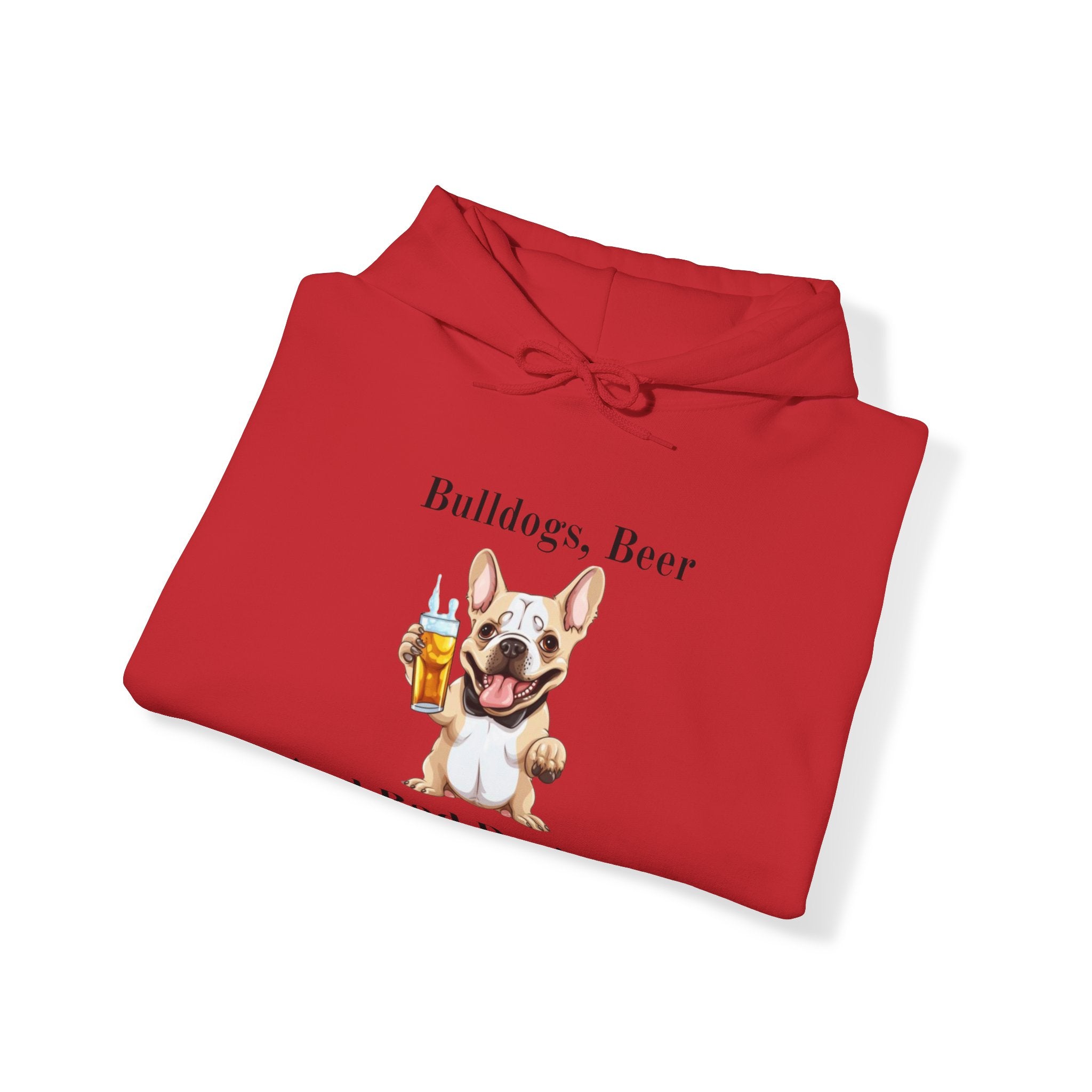 Bulldogs, Beer, and Bad Decisions" Hoodie - Your Go-To Gear for Mischievous Times! (French/Brown)