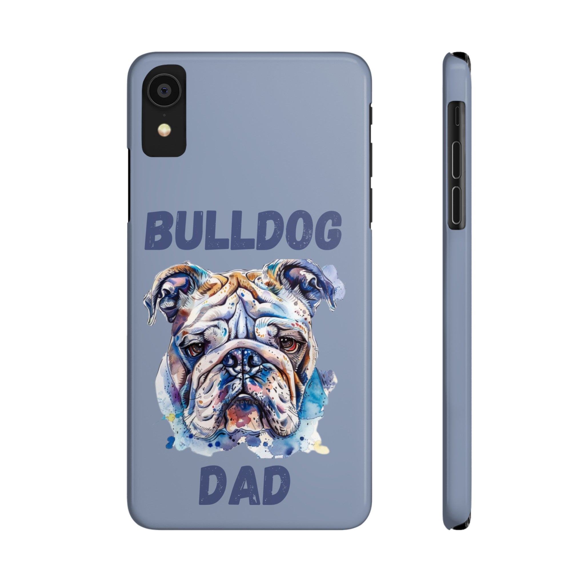 Bulldog Dad iPhone Cases (English/Watercolor)
