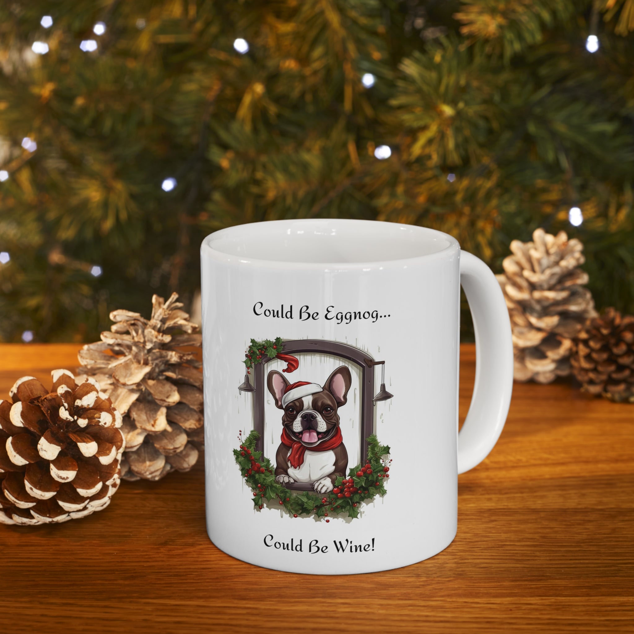 ππ· Tipsy Bully's "Could Be Eggnog... Could Be Wine" Xmas Mugs-French Bulldog π·π