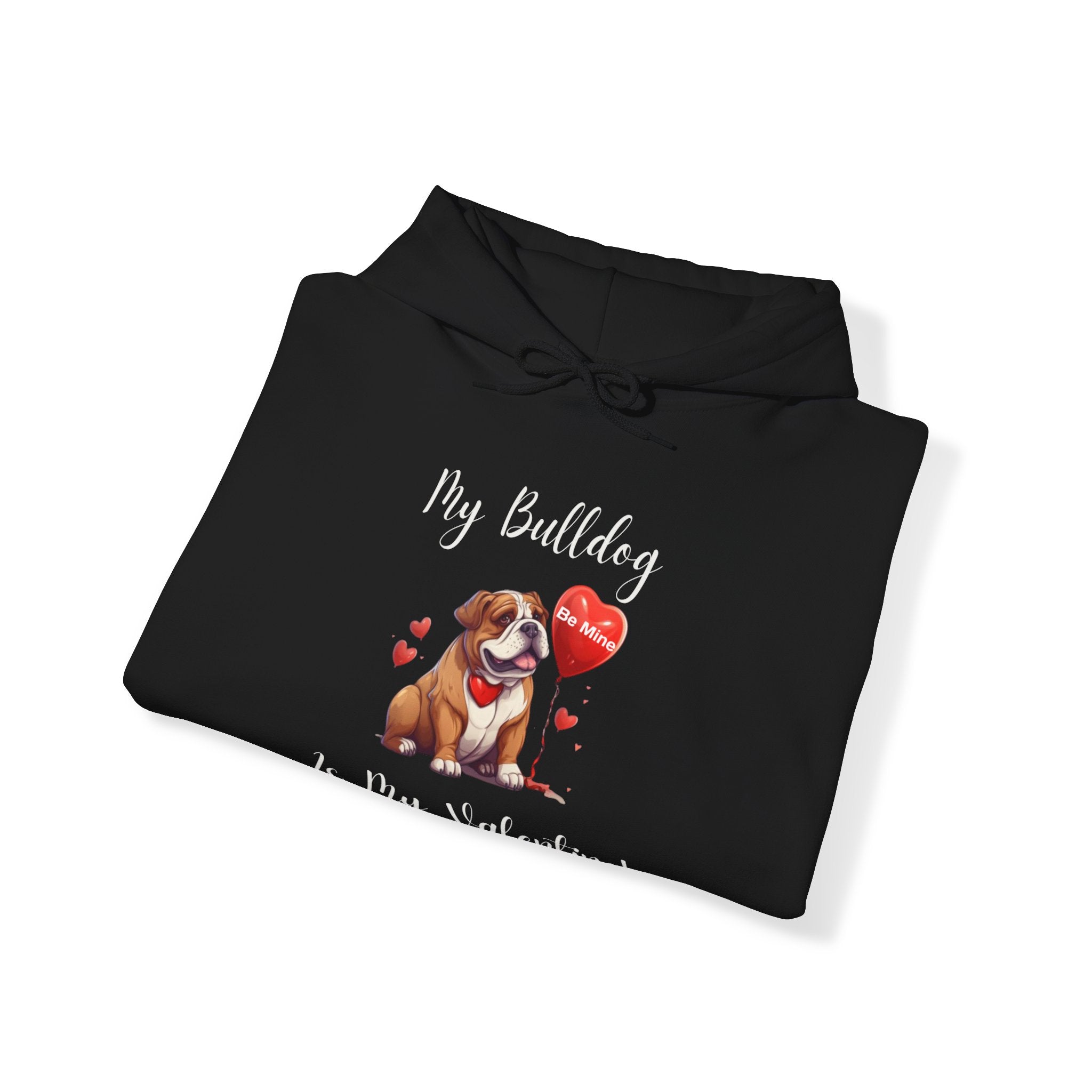 My Bulldog Is My Valentine" - Customizable Bulldog Valentine's Day Hoodie from Tipsy Bully (English/Brown)