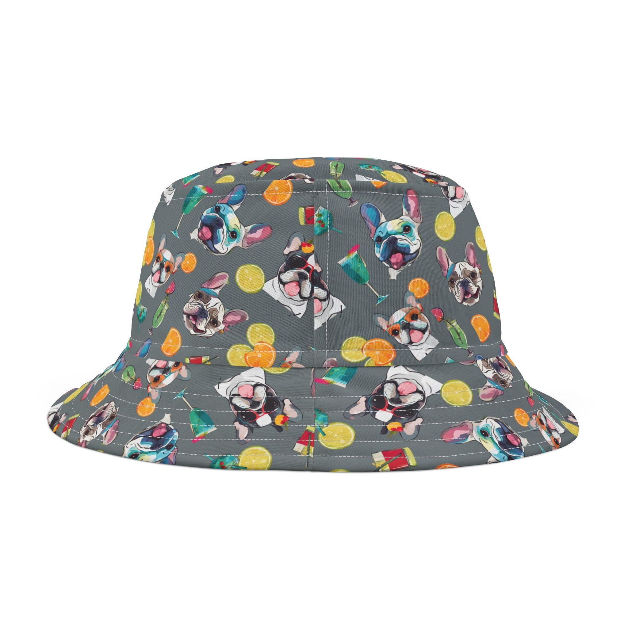 Tipsy Bully Unisex Summer Cocktail Bucket Hat (French/Grey)