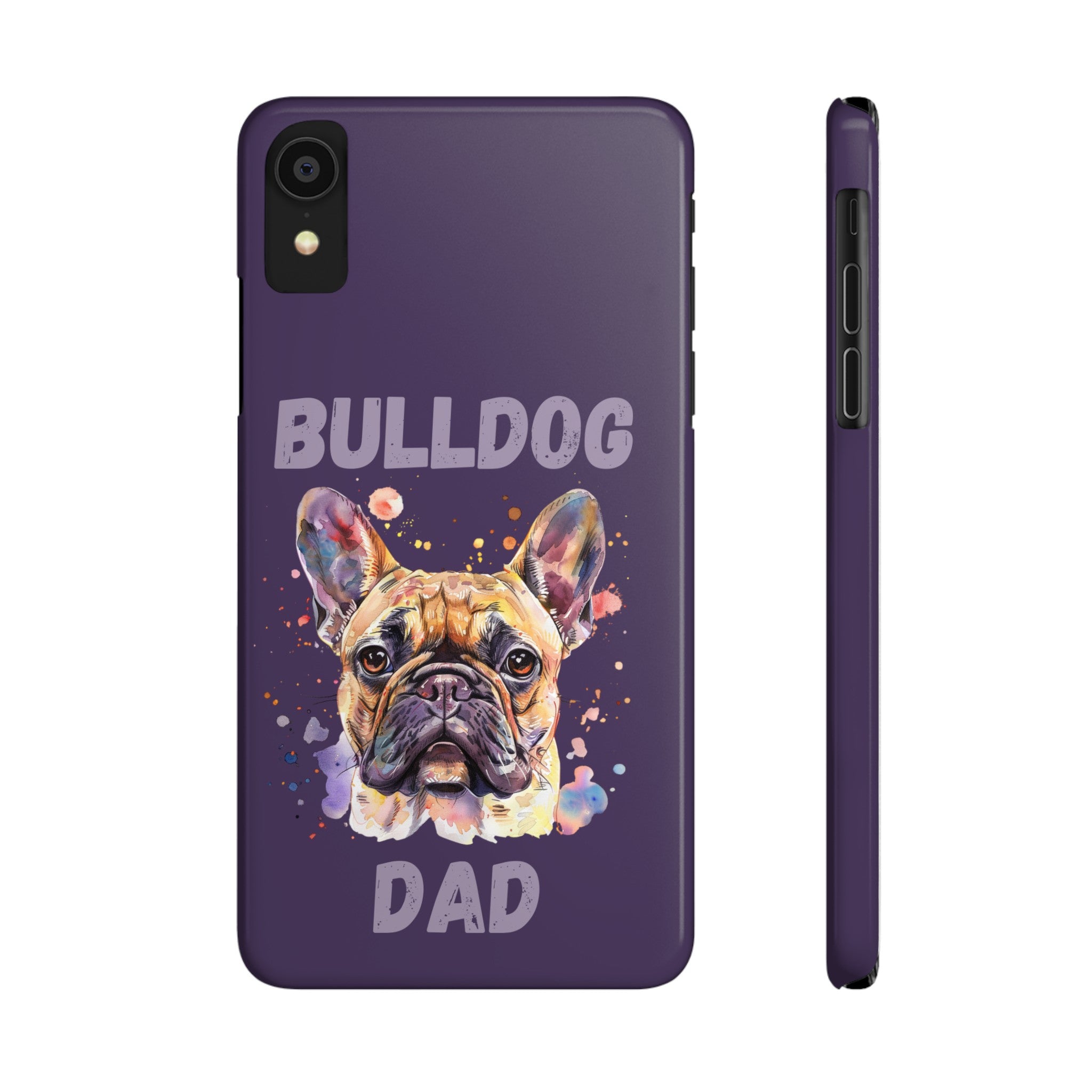 Bulldog Dad iPhone Cases (French/Purple)