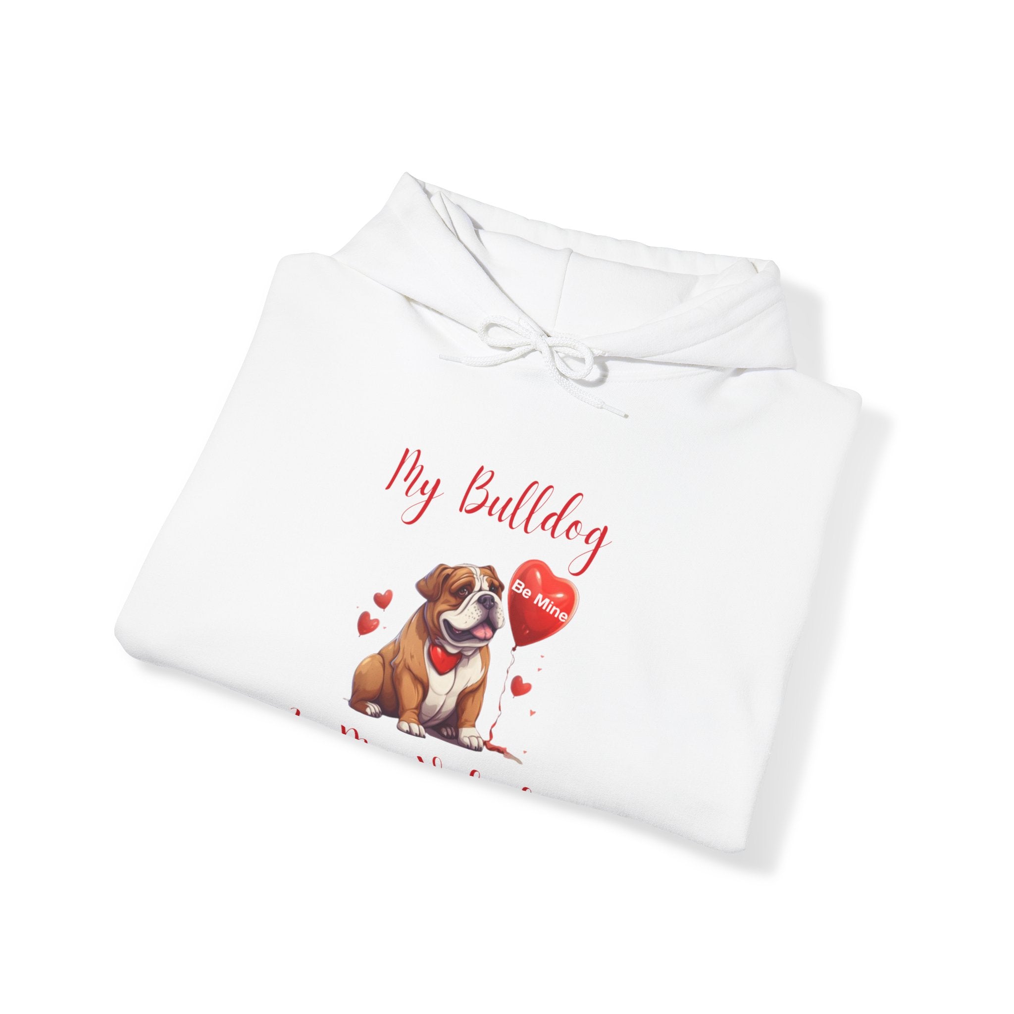 My Bulldog Is My Valentine" - Customizable Bulldog Valentine's Day Hoodie from Tipsy Bully (English/Brown)