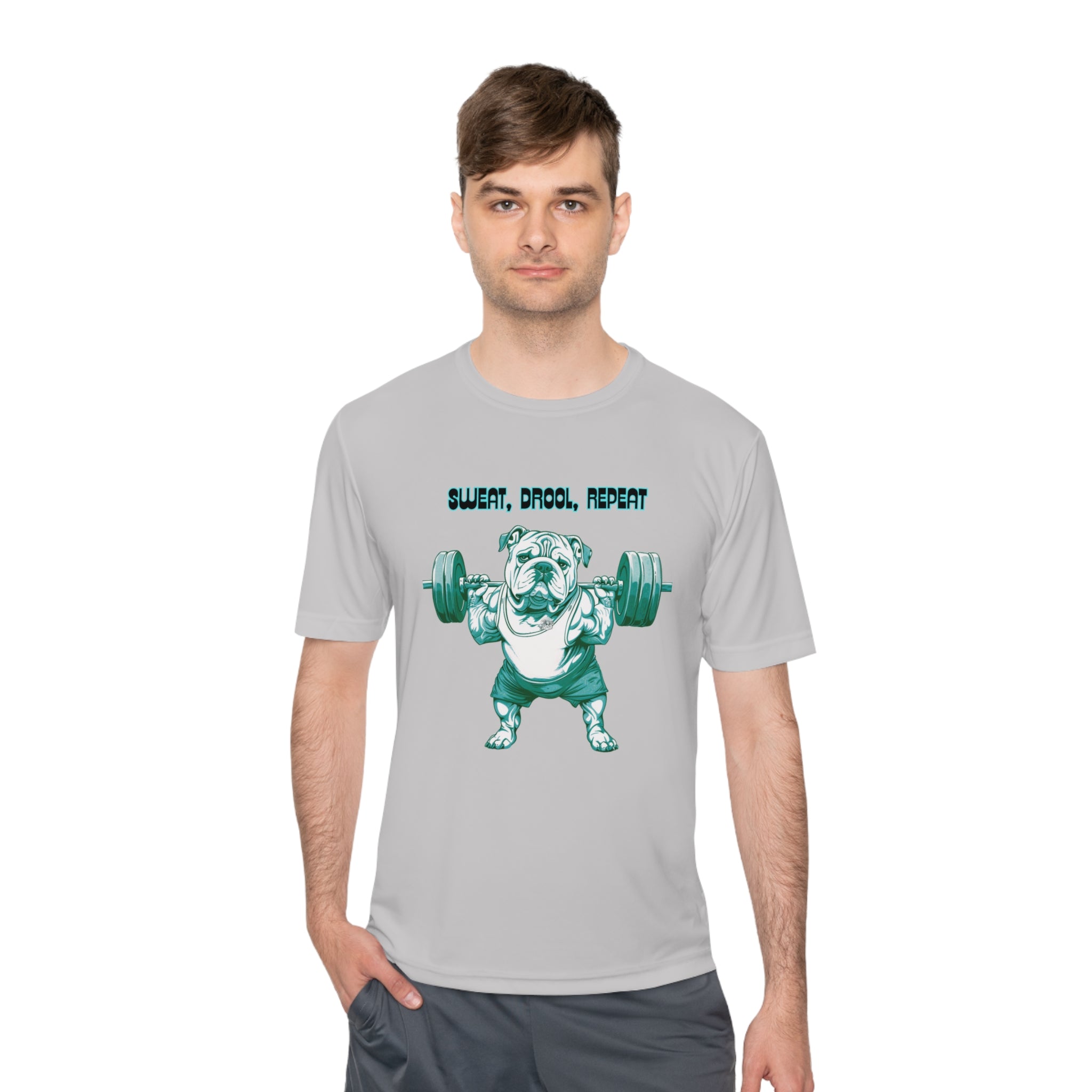 Tipsy Bullly Ripped Bulldog Unisex Moisture Wicking Performance T-Shirt (English/Green)