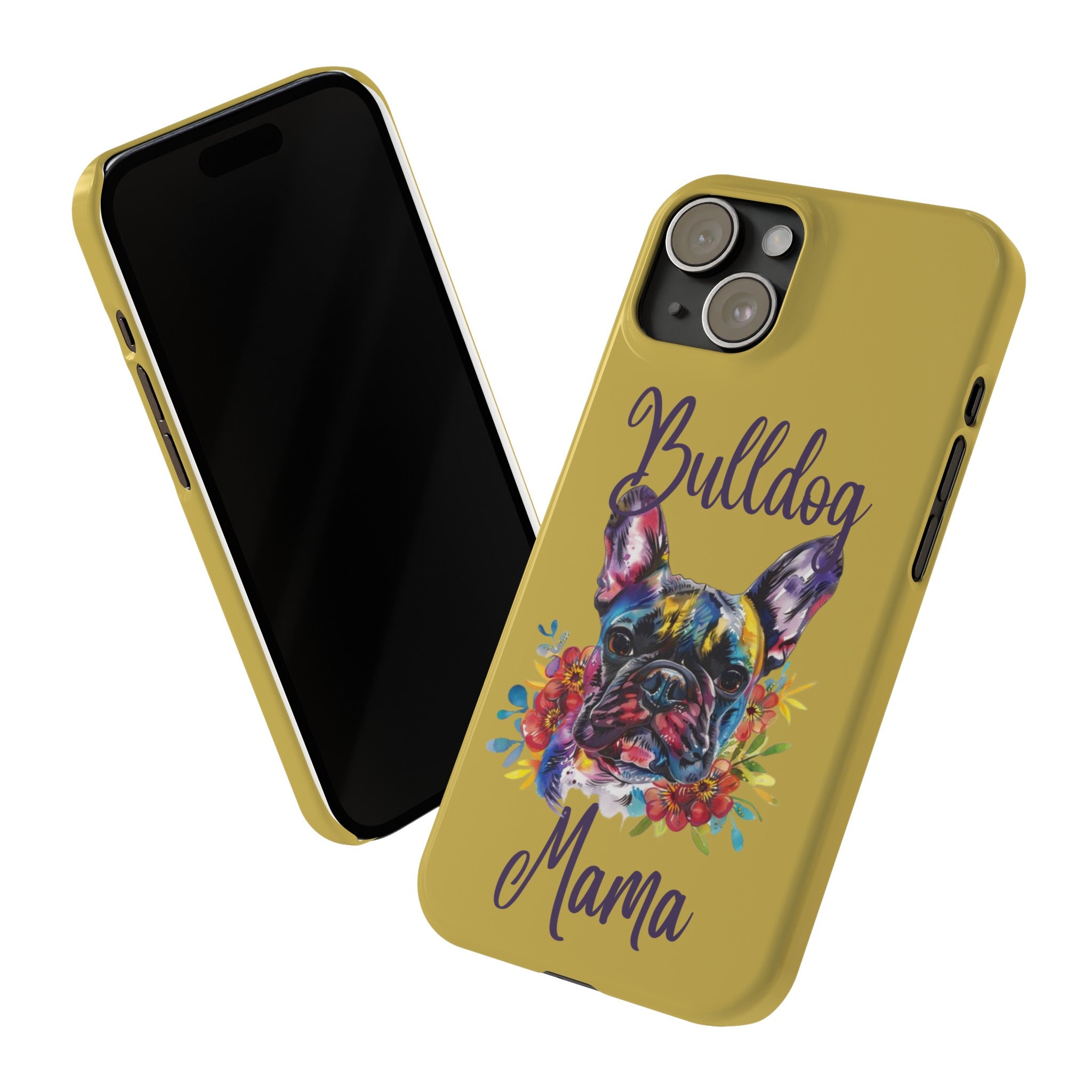 Bulldog Mama iPhone Cases (French/Lime)