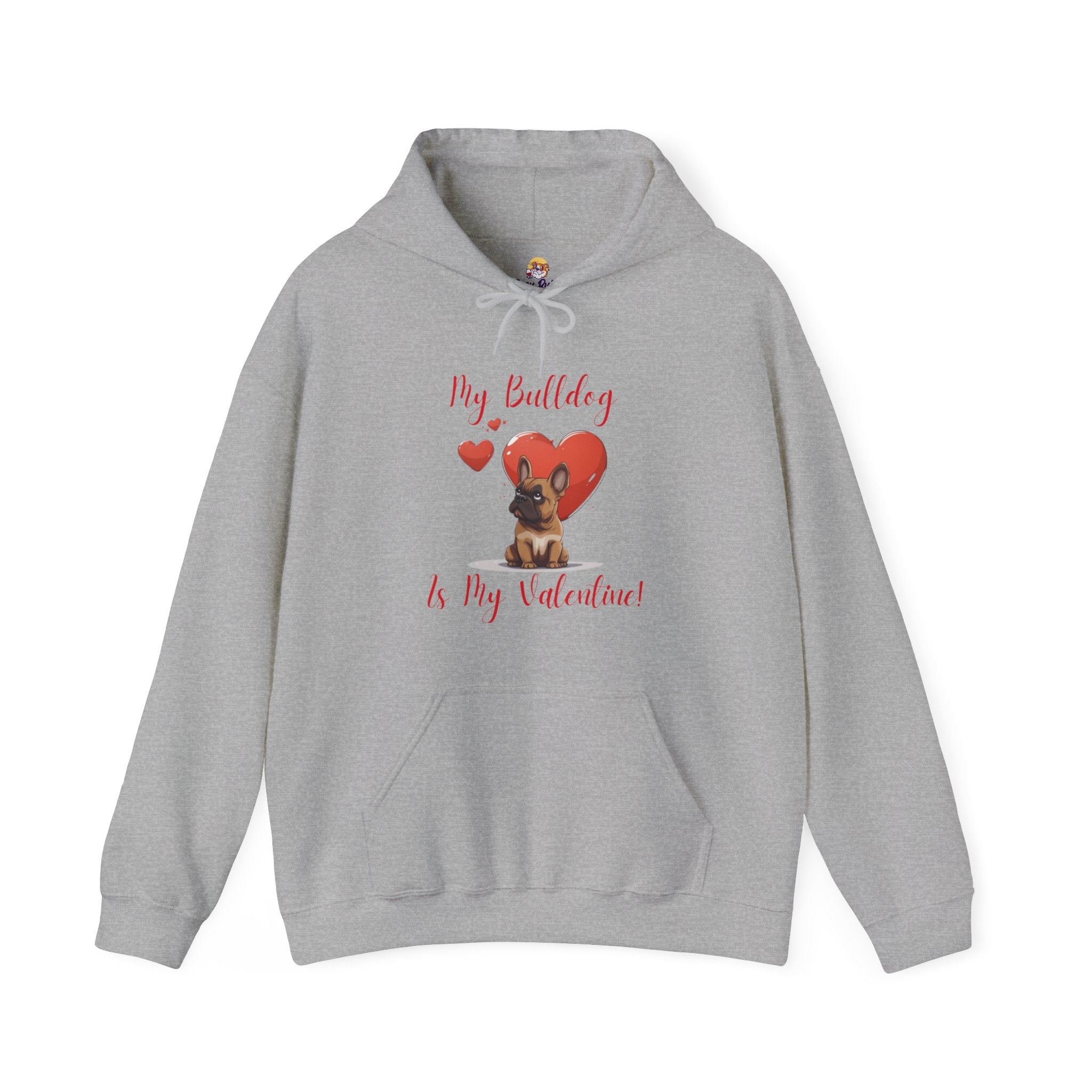 My Bulldog Is My Valentine" - Customizable Bulldog Valentine's Day Hoodie from Tipsy Bully (French/Brown)