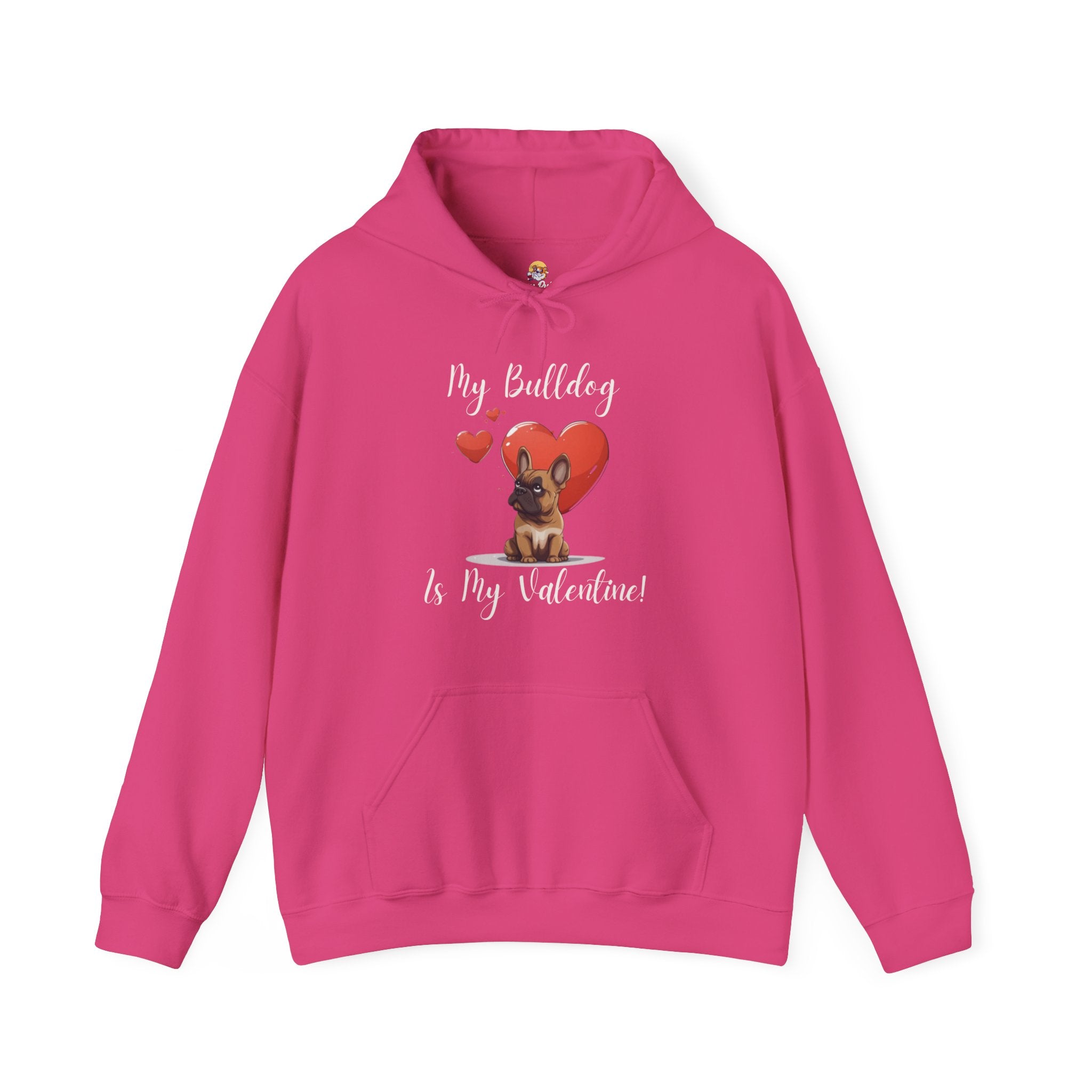 My Bulldog Is My Valentine" - Customizable Bulldog Valentine's Day Hoodie from Tipsy Bully (French/Brown)