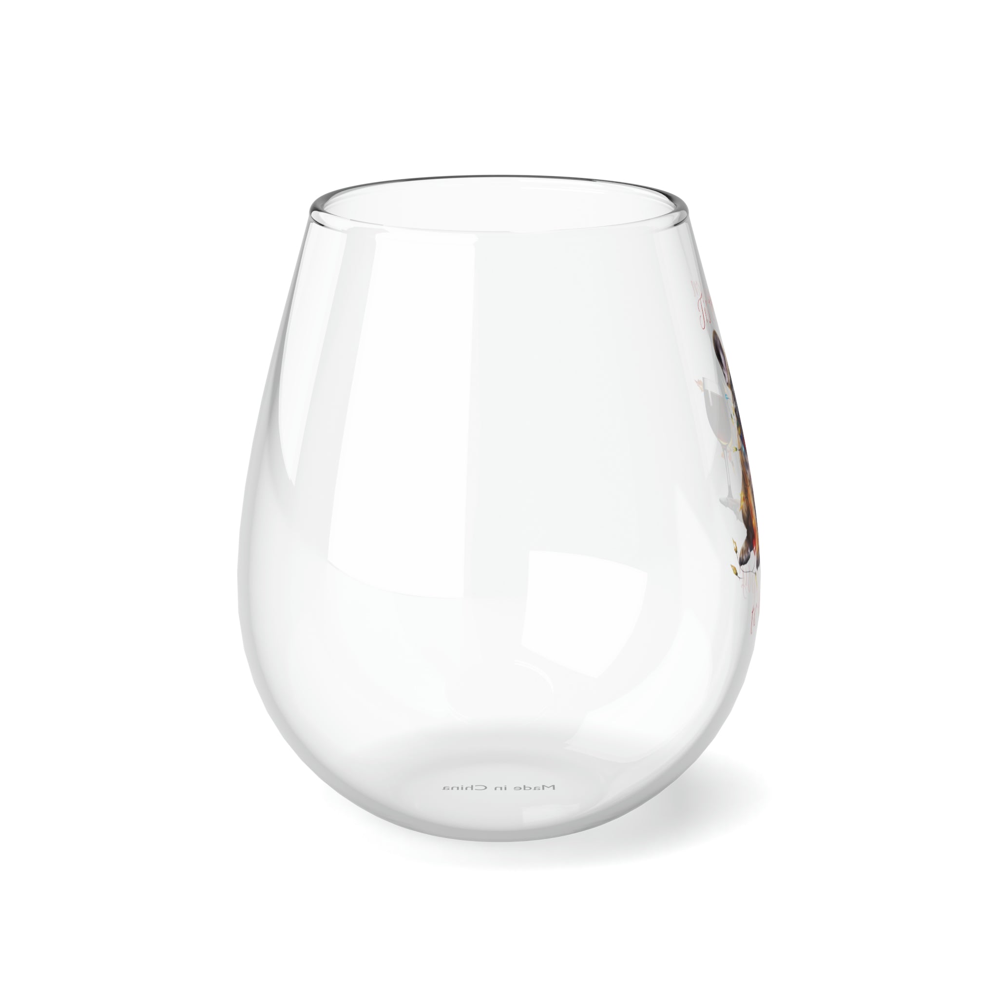 "Tis the Season to Be Tipsy!" Stemless Wine Glass - French Bulldog