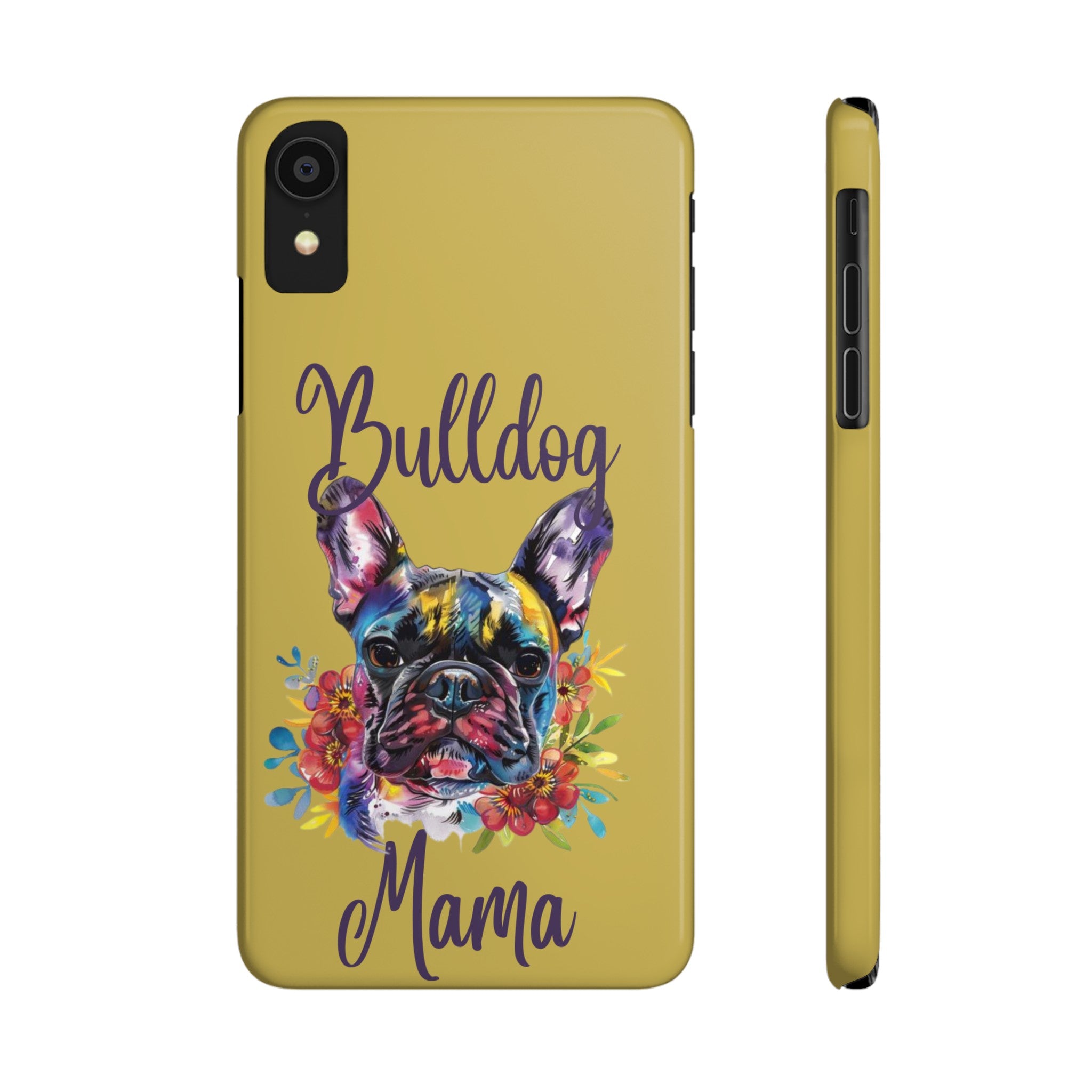 Bulldog Mama iPhone Cases (French/Lime)